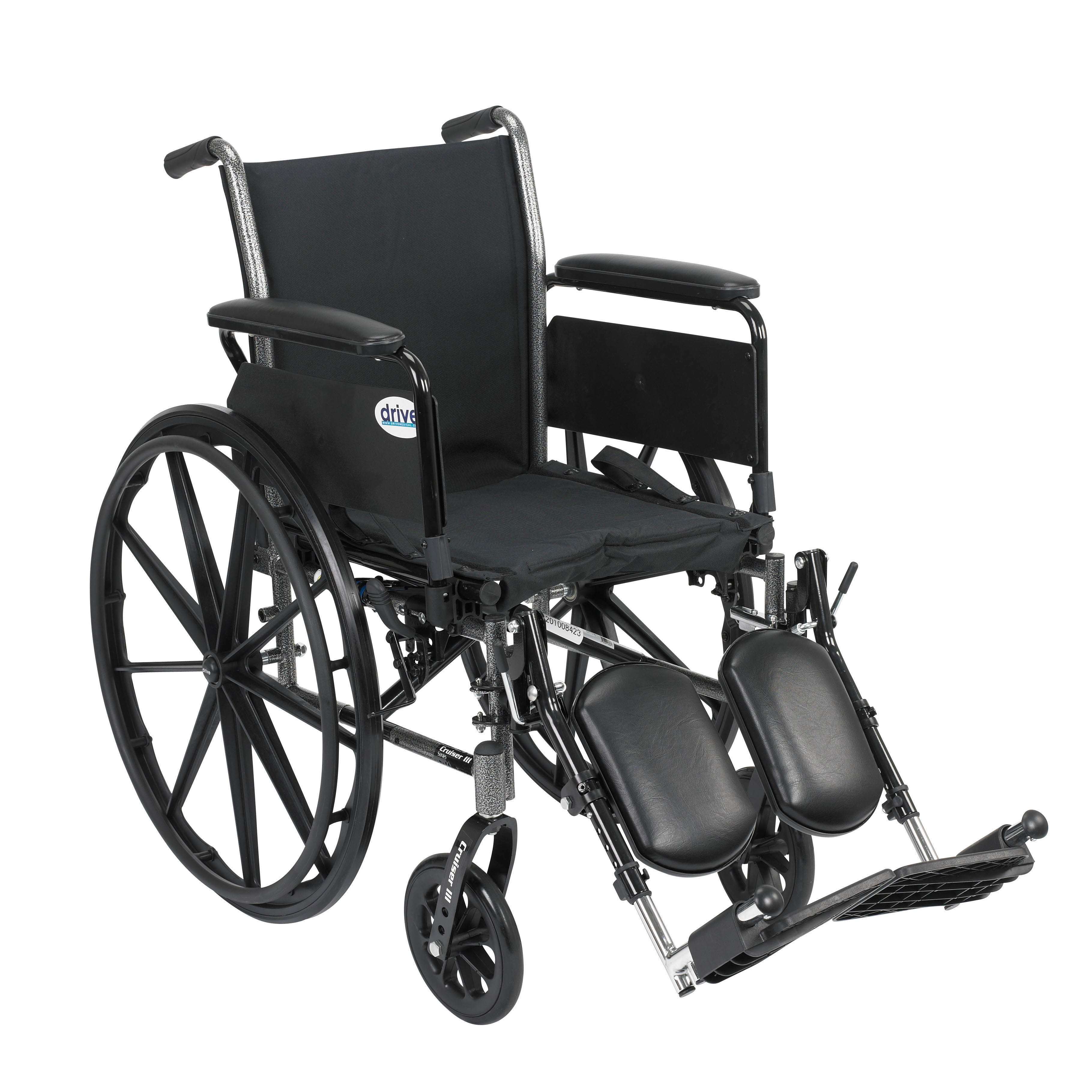 Drive Medical Cruiser III Light Weight Wheelchair with Flip Back Removable Arms