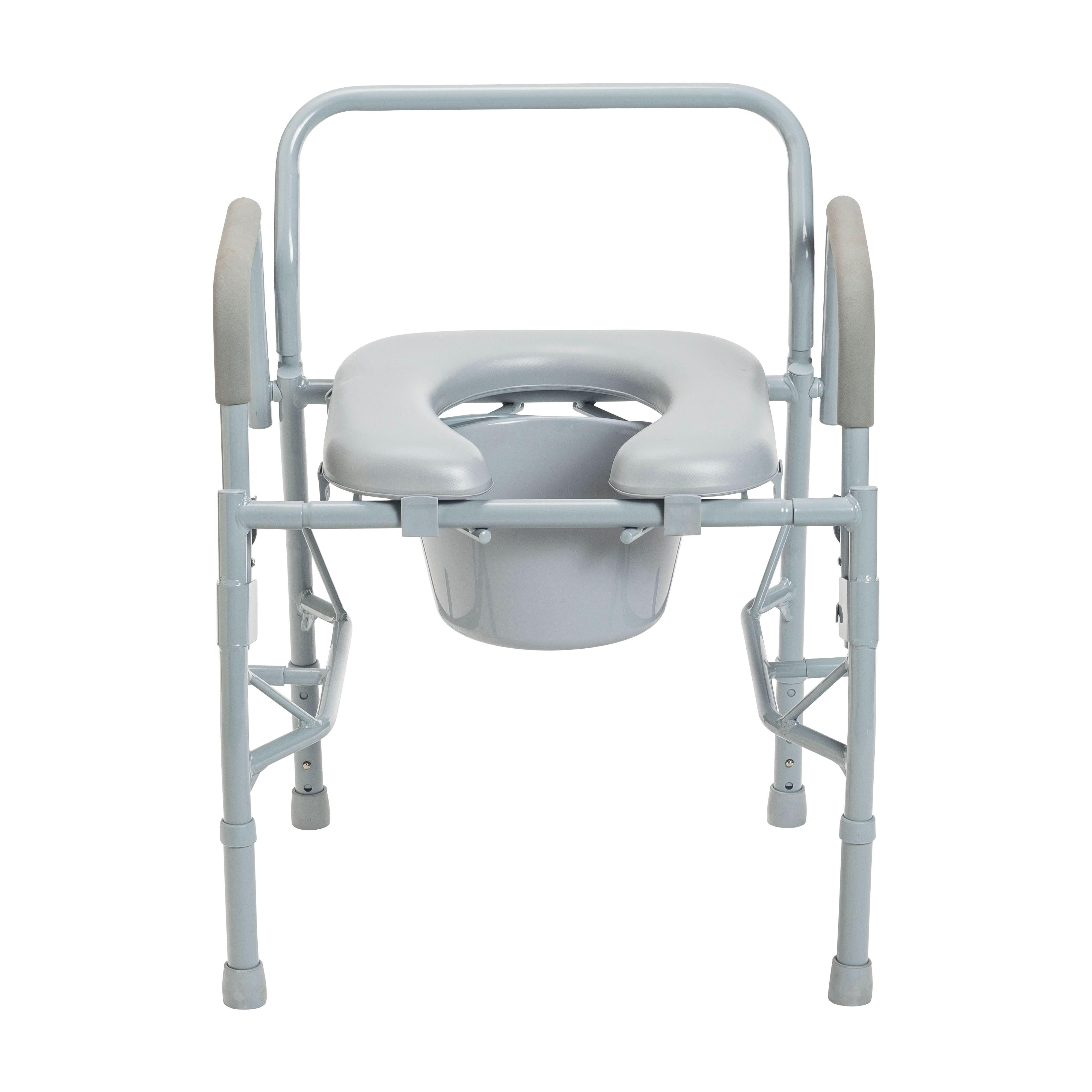 Drive Medical Steel Drop Arm Bedside Commode with Padded Seat & Arms