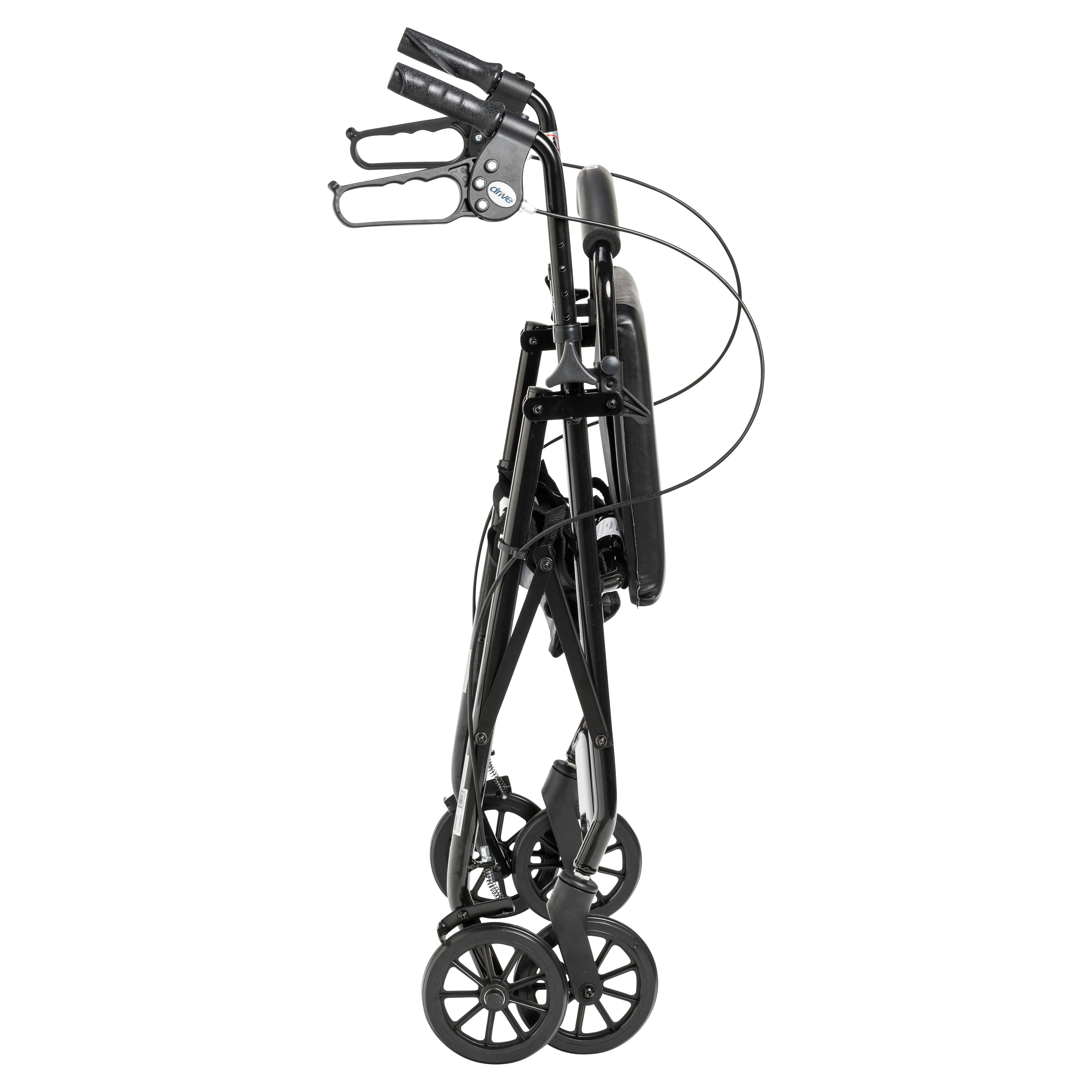 Drive Medical Rollator Rolling Walker with 6" Wheels, Fold Up Removable Back Support and Padded Seat
