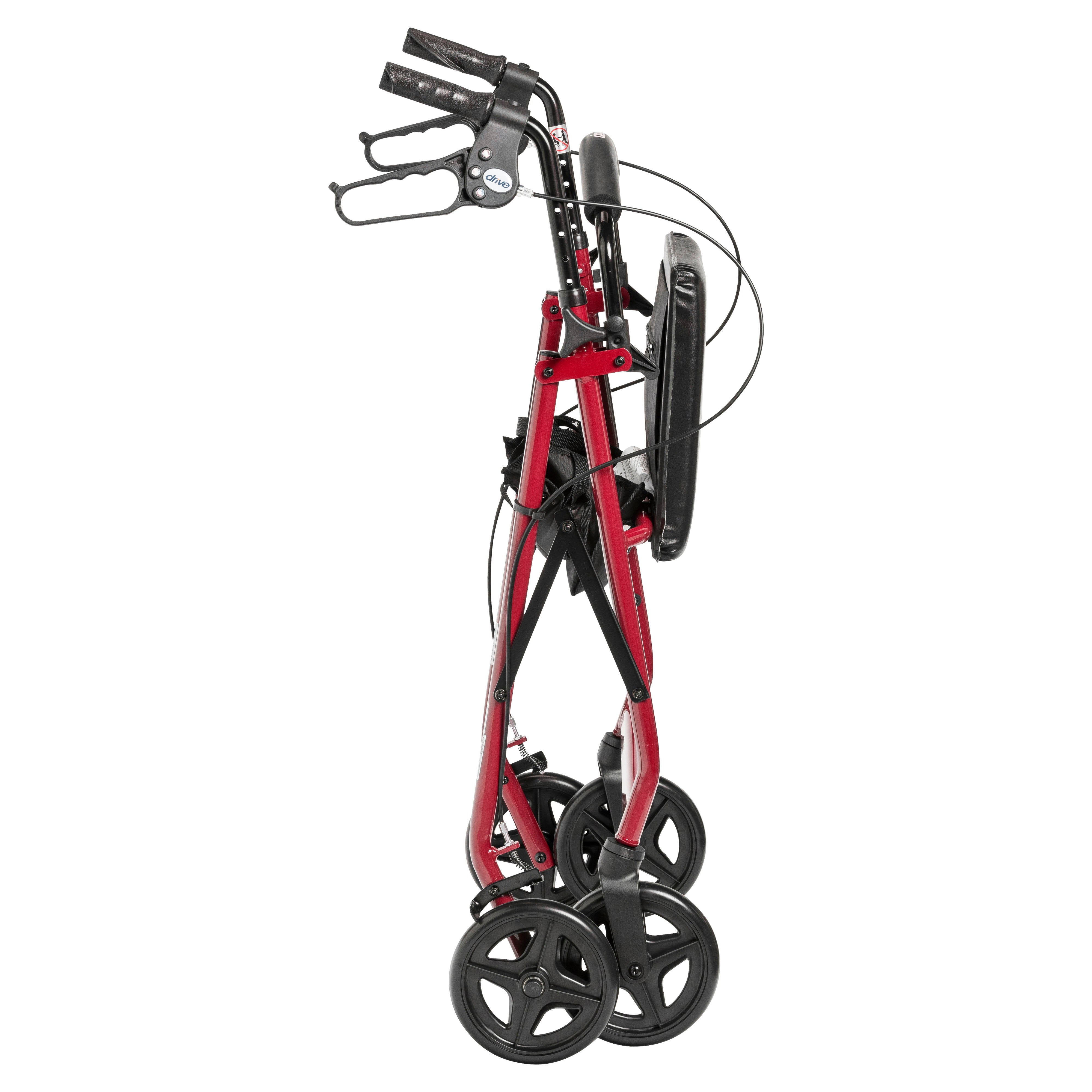 Drive Medical Aluminum Rollator Rolling Walker with Fold Up and Removable Back Support and Padded Seat