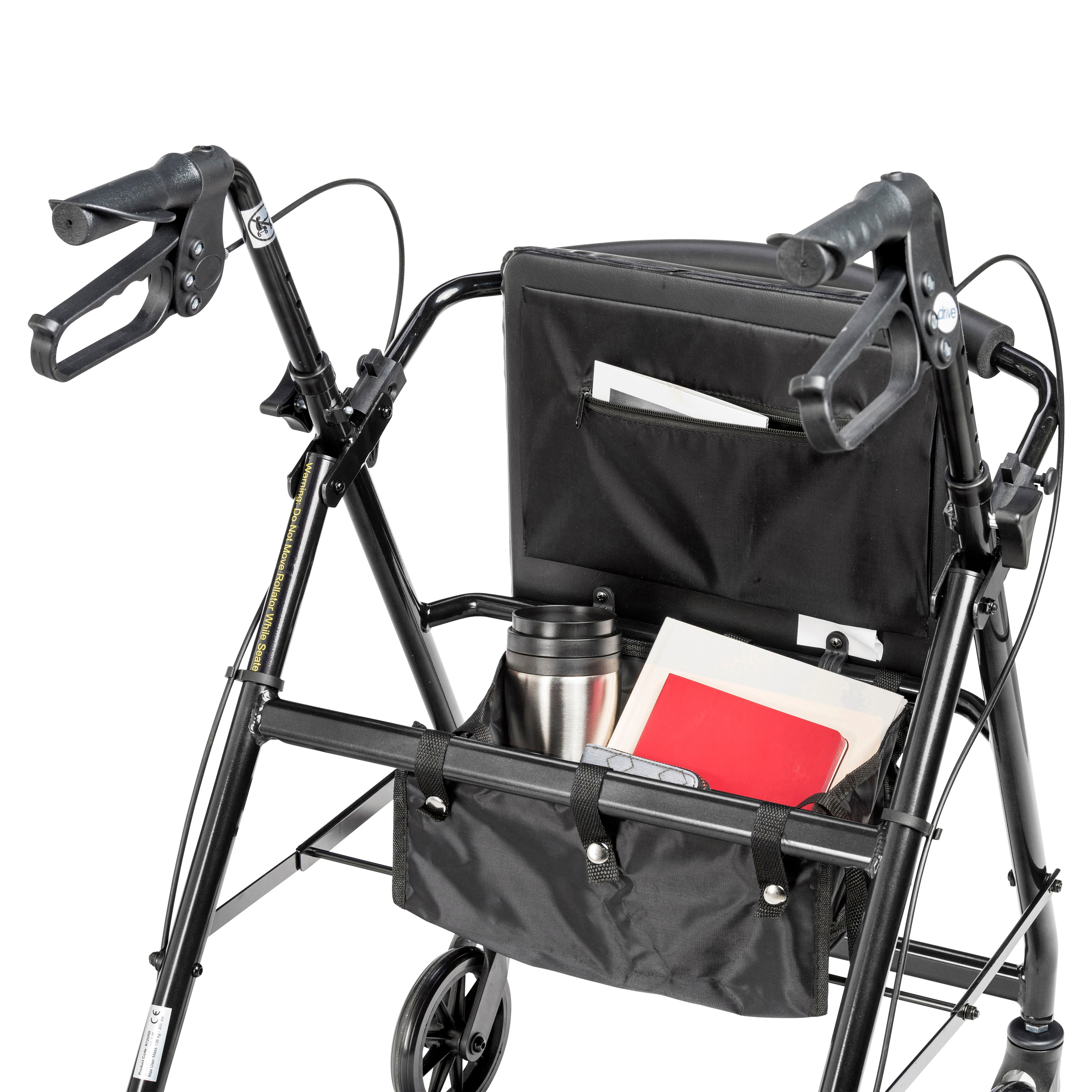 Drive Medical Rollator Rolling Walker with 6" Wheels, Fold Up Removable Back Support and Padded Seat