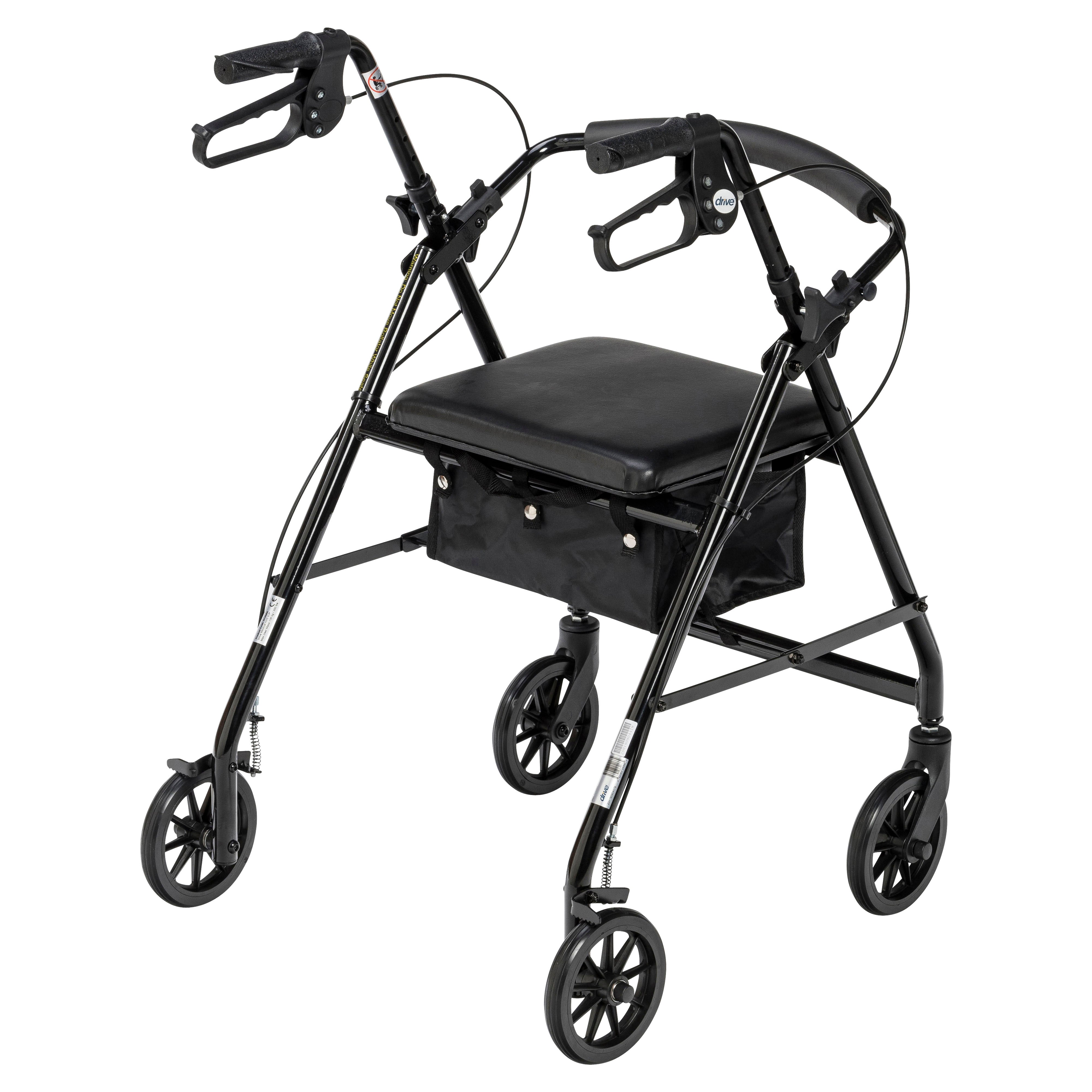 Drive Medical Rollator Rolling Walker with 6" Wheels, Fold Up Removable Back Support and Padded Seat