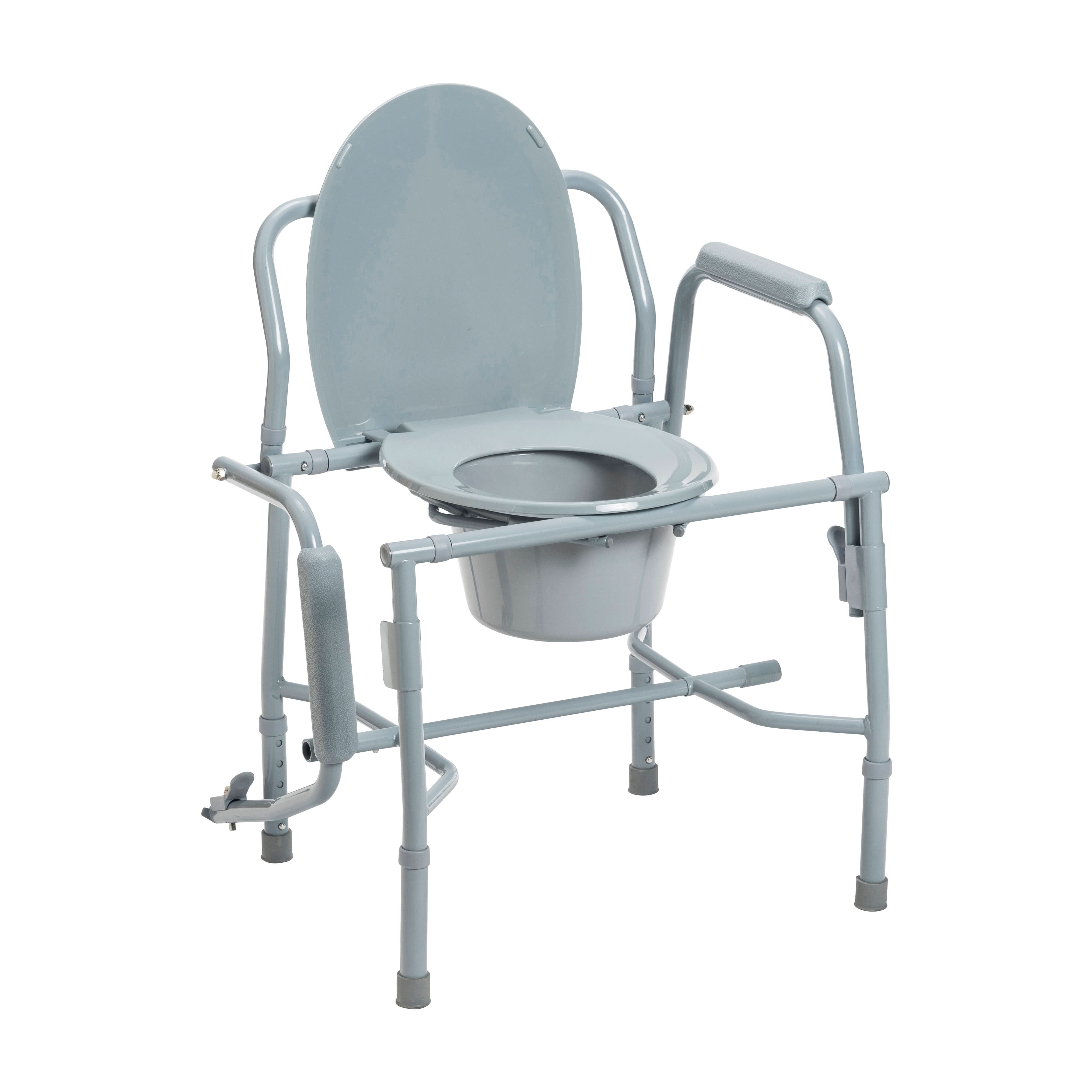 Drive Medical Steel Drop Arm Bedside Commode with Padded Arms