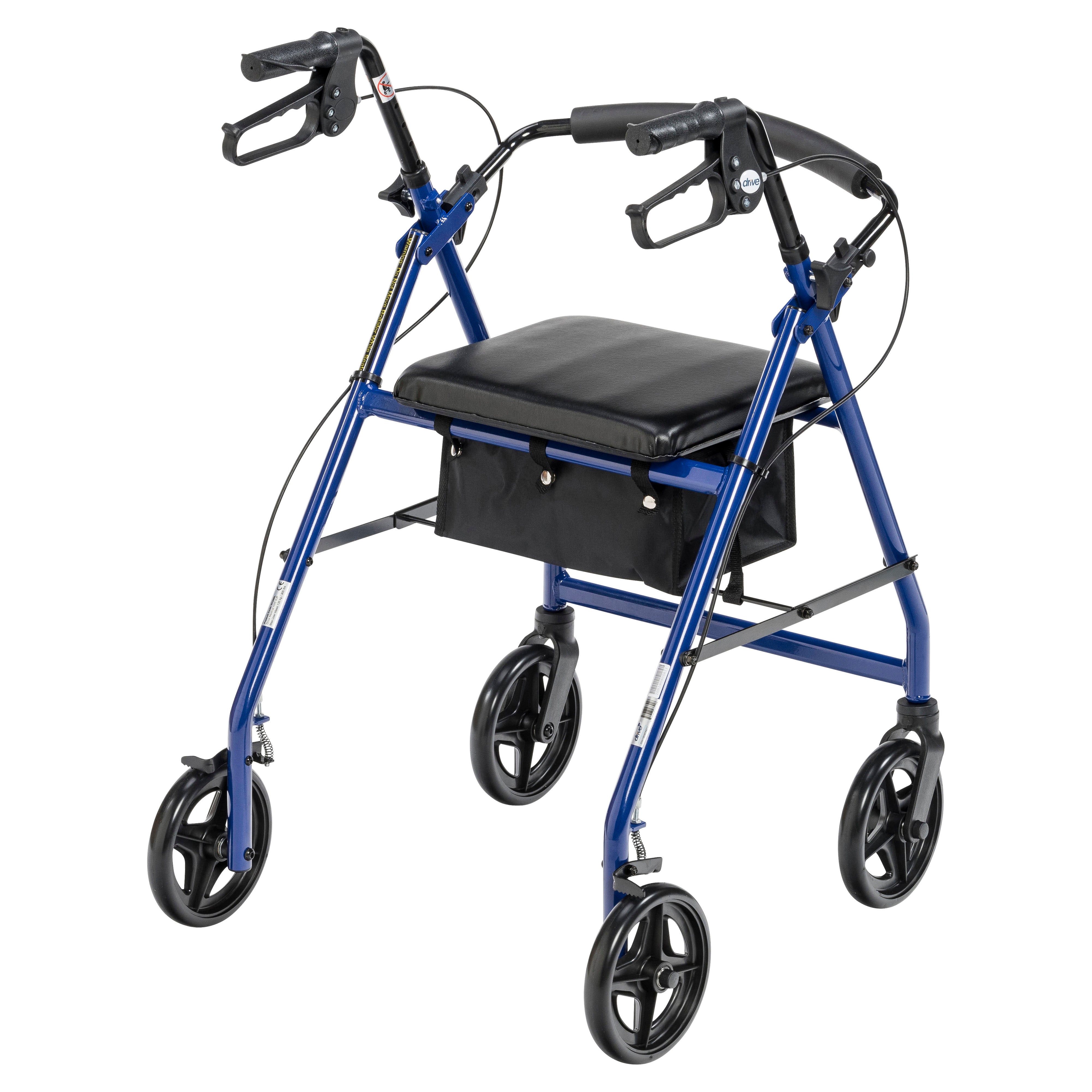 Drive Medical Aluminum Rollator Rolling Walker with Fold Up and Removable Back Support and Padded Seat