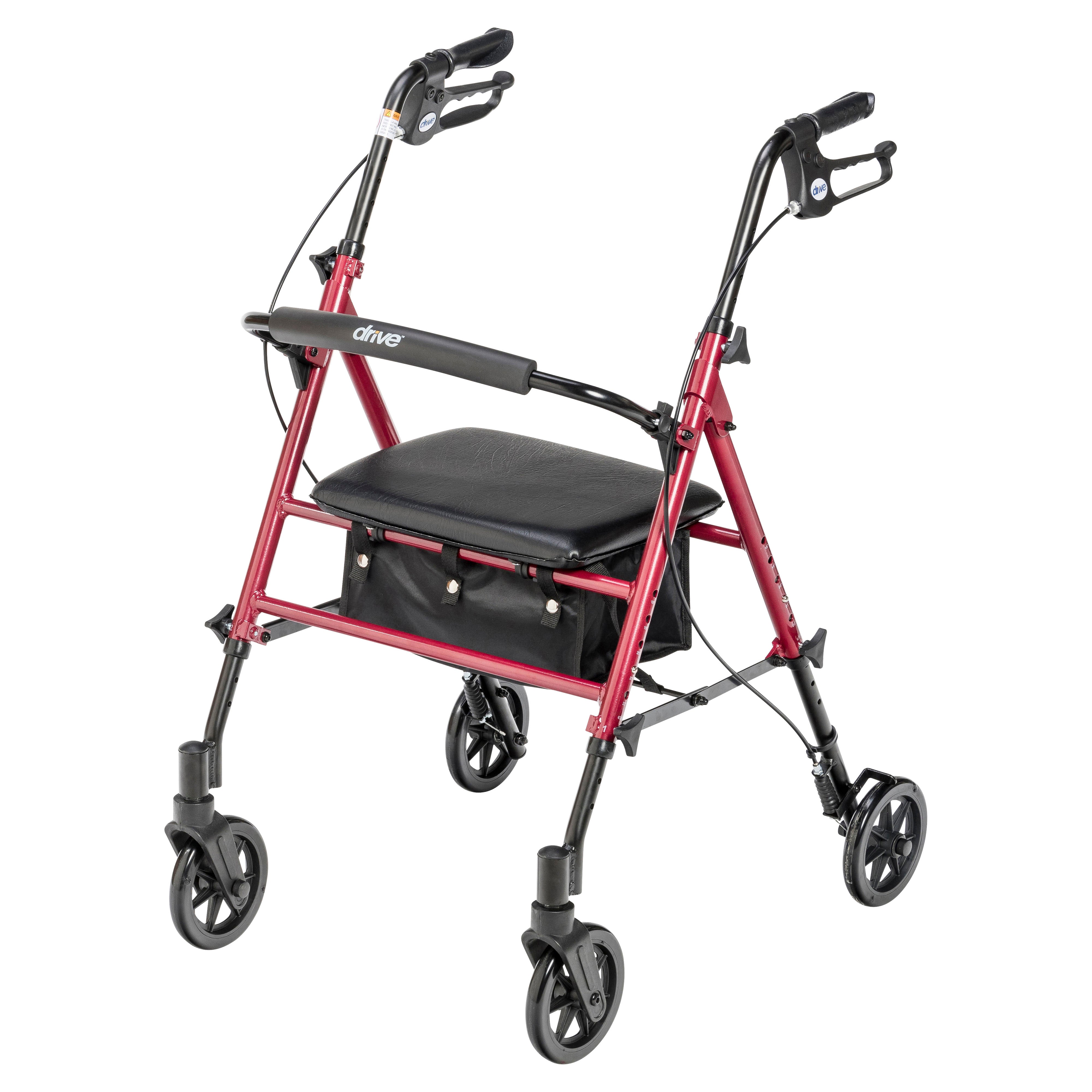 Drive Medical Adjustable Height Rollator Rolling Walker with 6" Wheels
