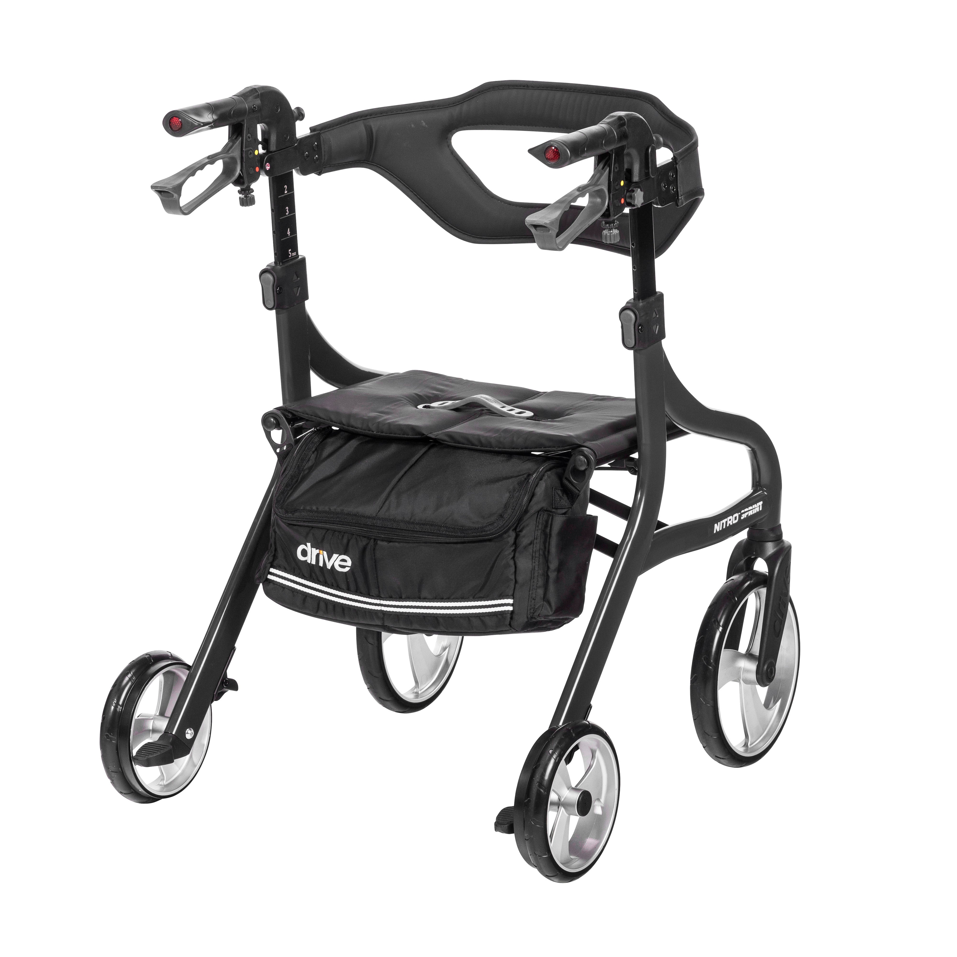 Drive Medical Nitro Sprint Rollator Rolling Walker, Hemi Height