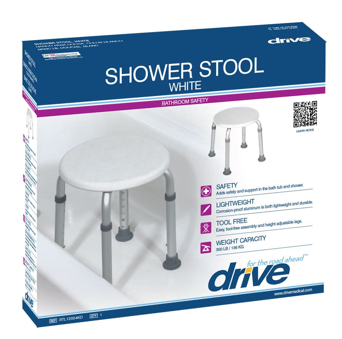 Drive Medical Adjustable Height Bath Stool