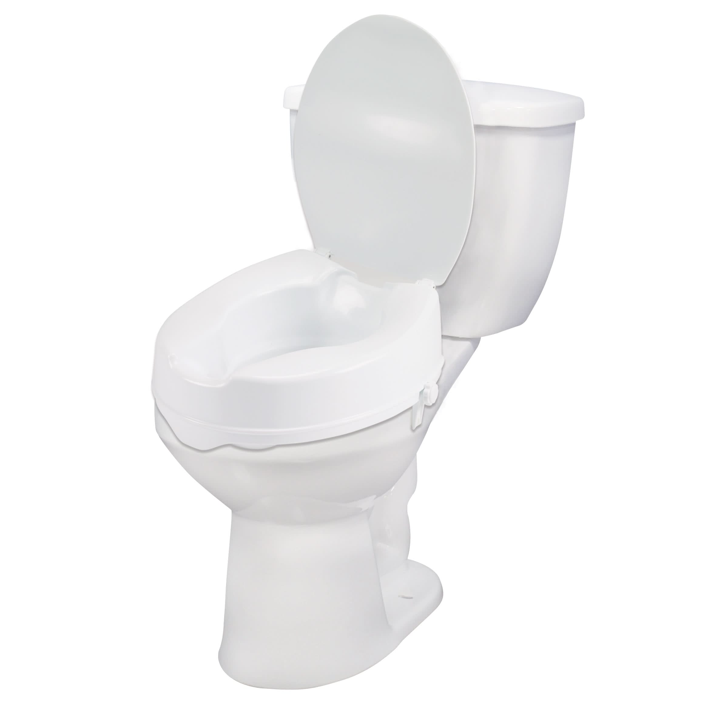 Drive Medical Raised Toilet Seat with Lock and Lid, Standard Seat