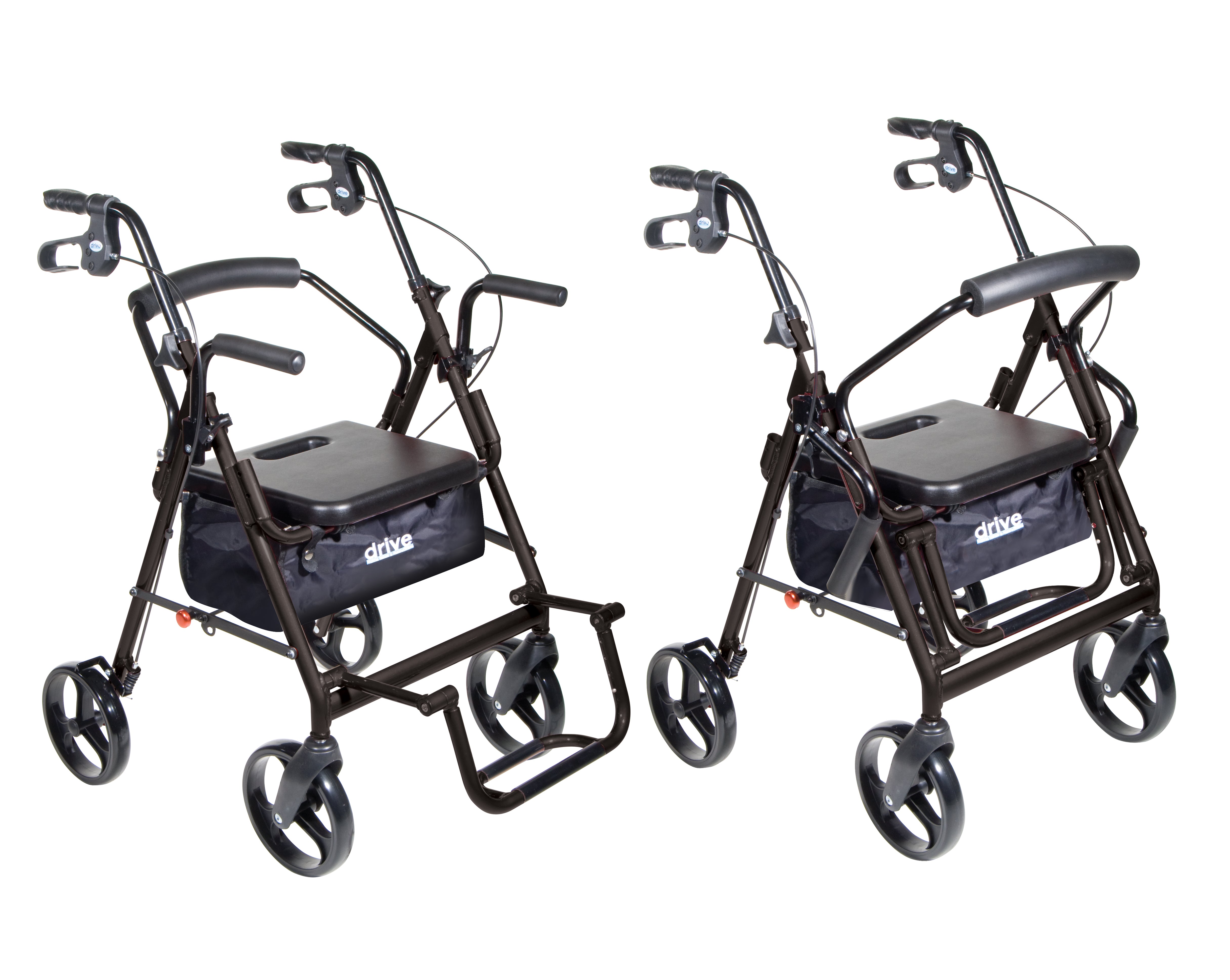 Drive Medical Duet Dual Function Transport Wheelchair Rollator Rolling Walker