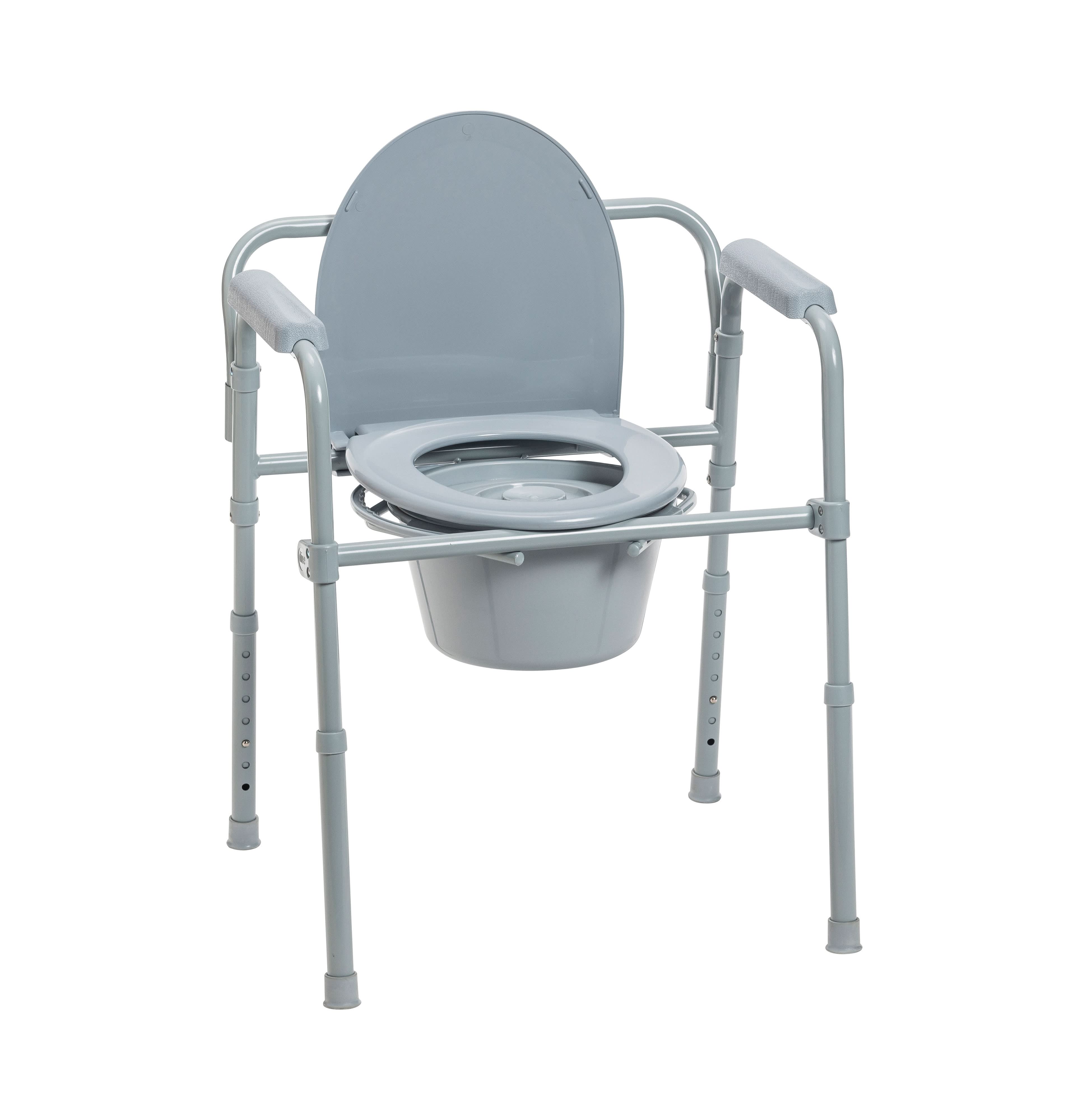 Drive Medical Steel Folding Deep Seat Bedside Commode