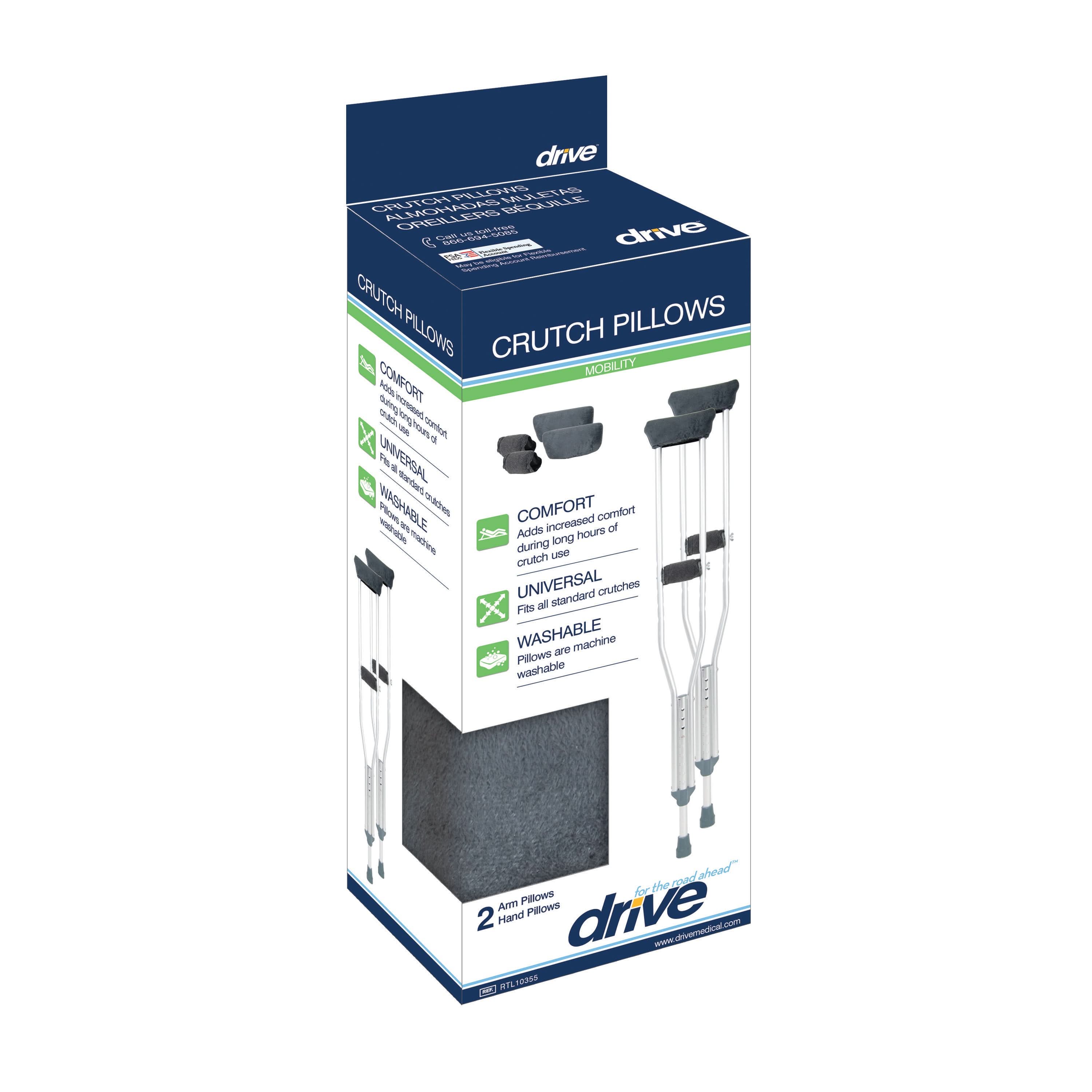 Drive Medical Crutch Pillows Accessory Kit, 1 Pair