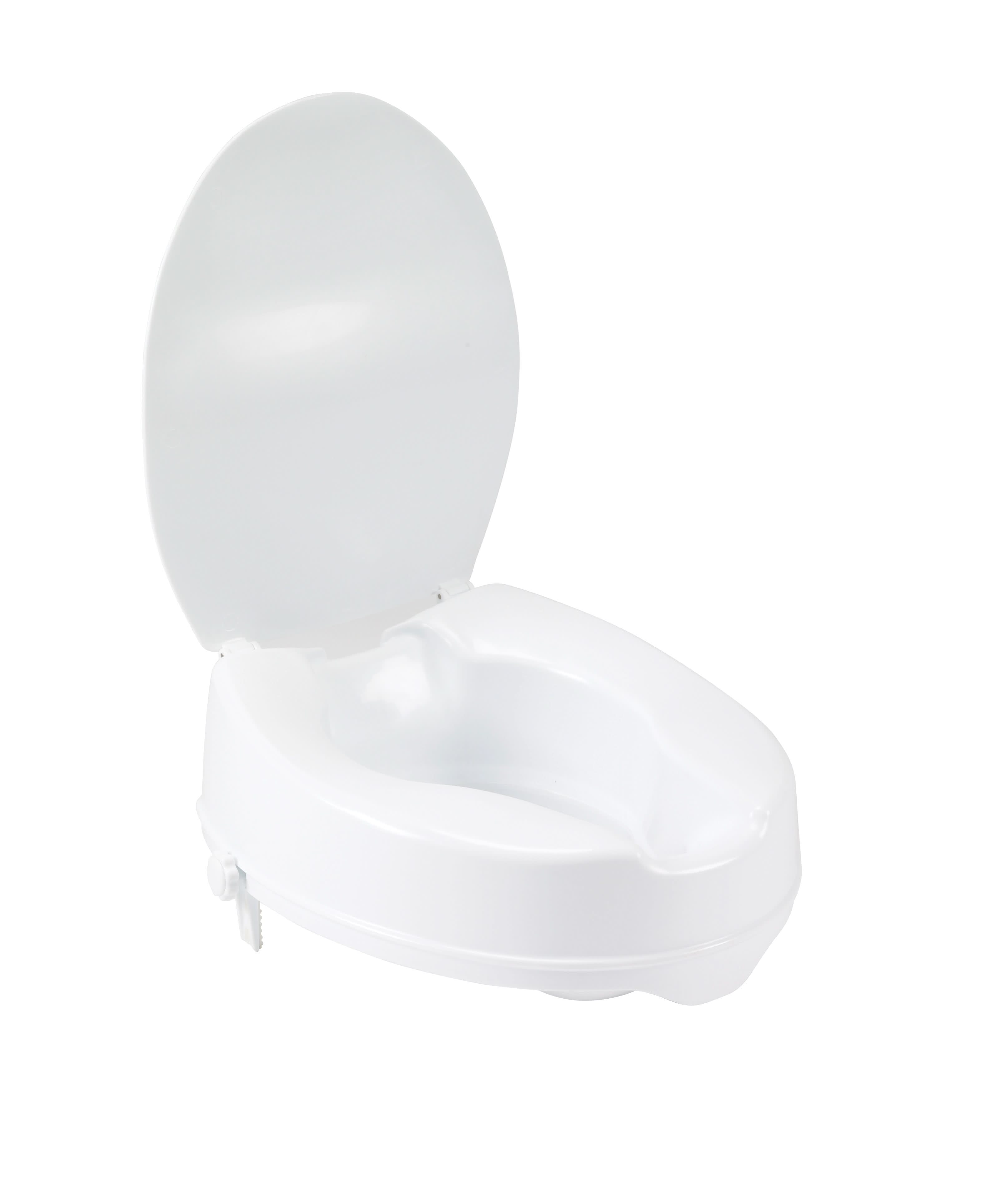 Drive Medical Raised Toilet Seat with Lock and Lid, Standard Seat