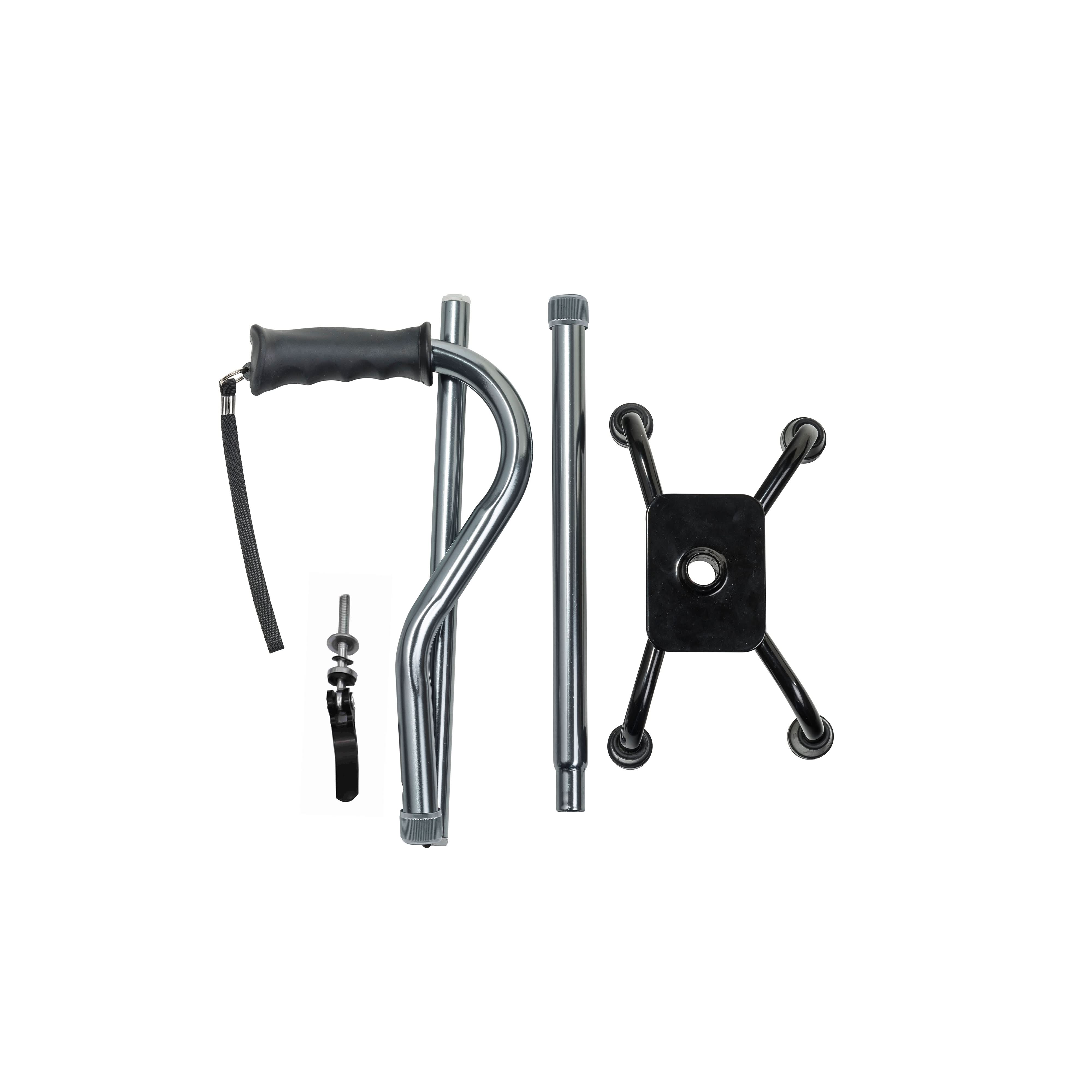 Drive Medical Folding Quad Cane, Small Base, Charcoal