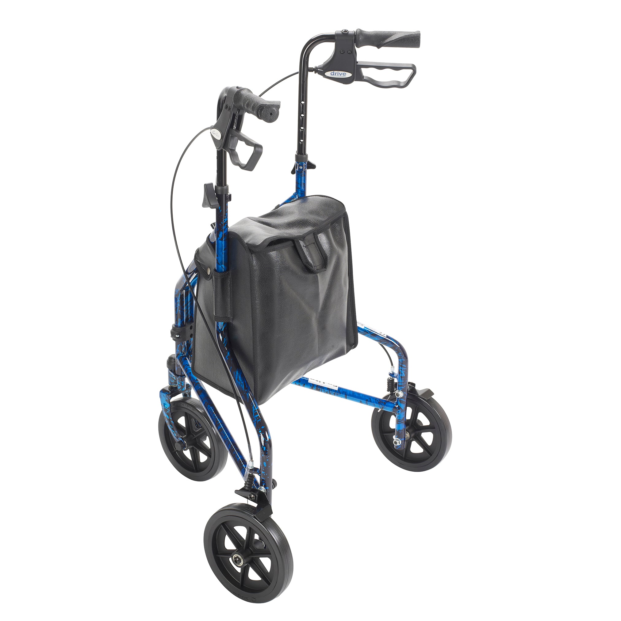 Drive Medical 3 Wheel Rollator Rolling Walker with Basket Tray and Pouch
