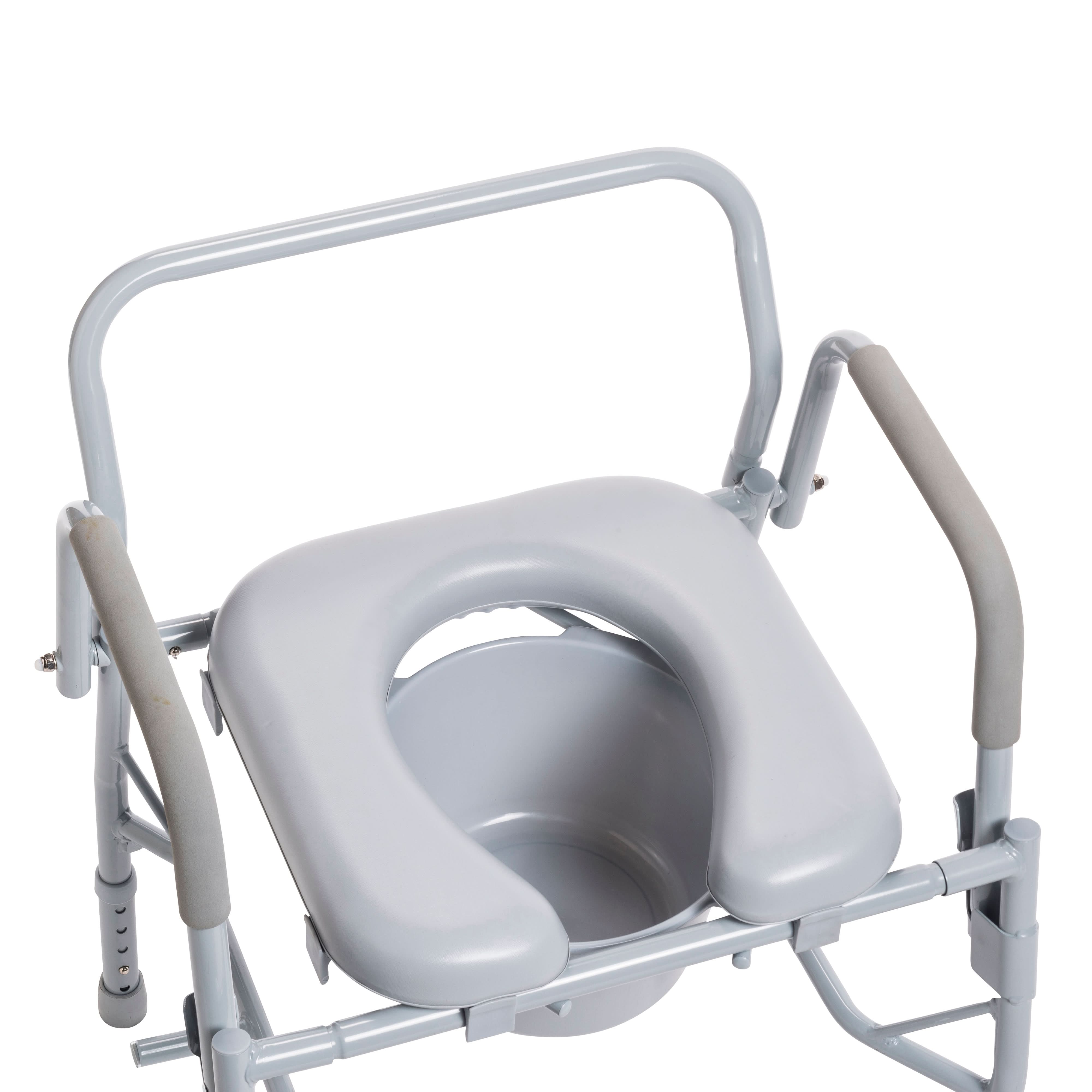 Drive Medical Steel Drop Arm Bedside Commode with Padded Seat & Arms