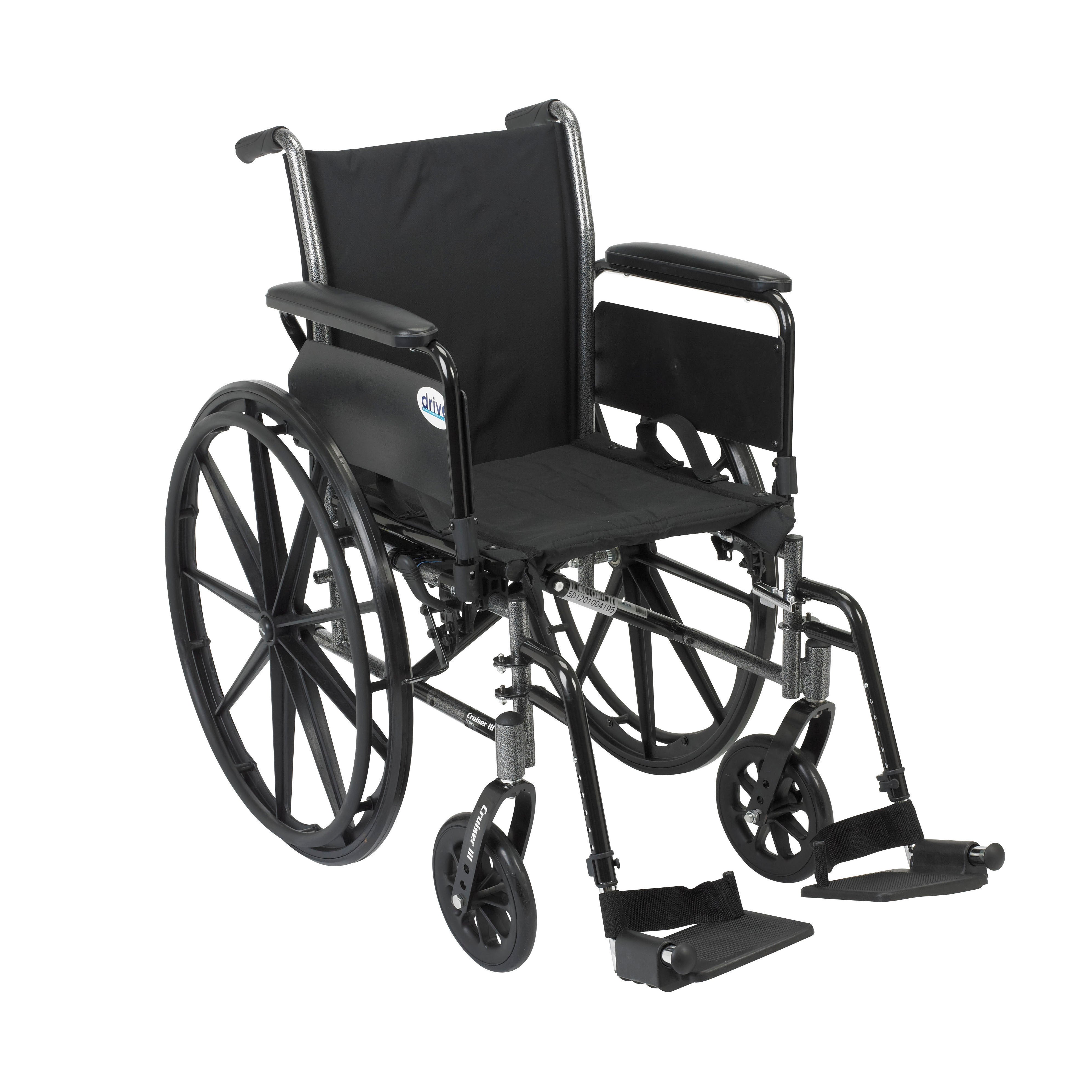 Drive Medical Cruiser III Light Weight Wheelchair with Flip Back Removable Arms