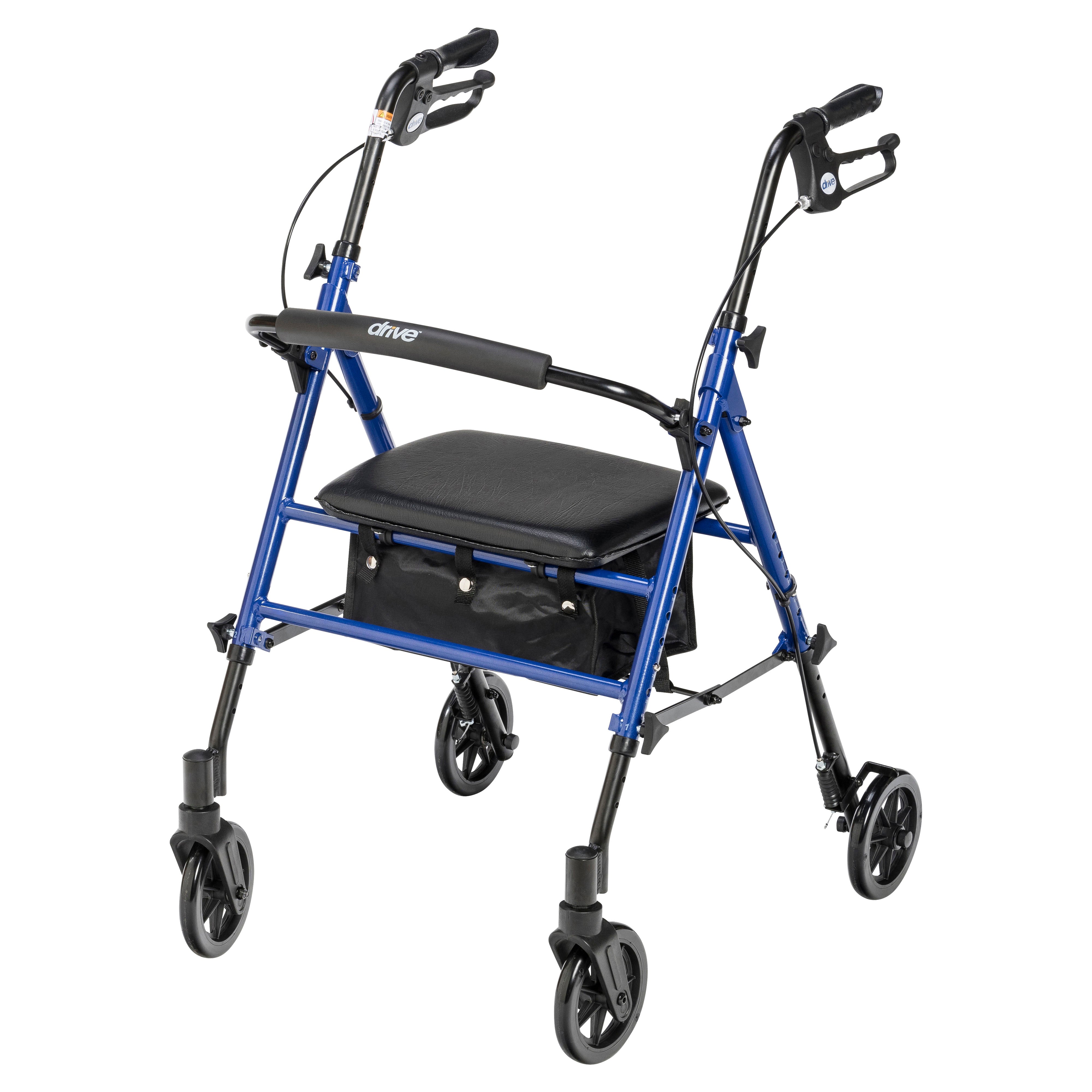 Drive Medical Adjustable Height Rollator Rolling Walker with 6" Wheels