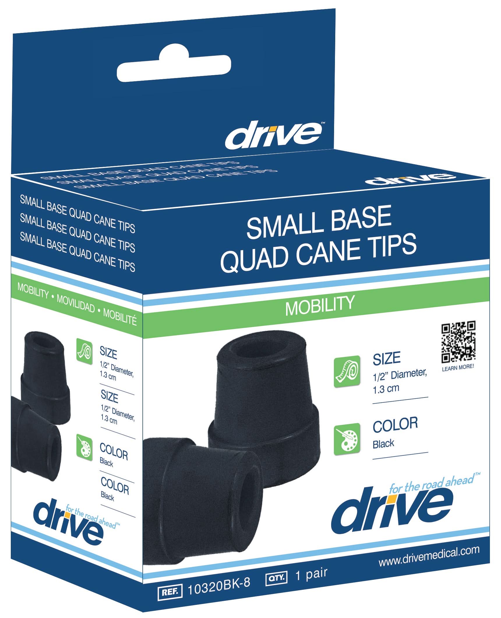 Drive Medical Small Base Quad Cane Tip, Pack of 4