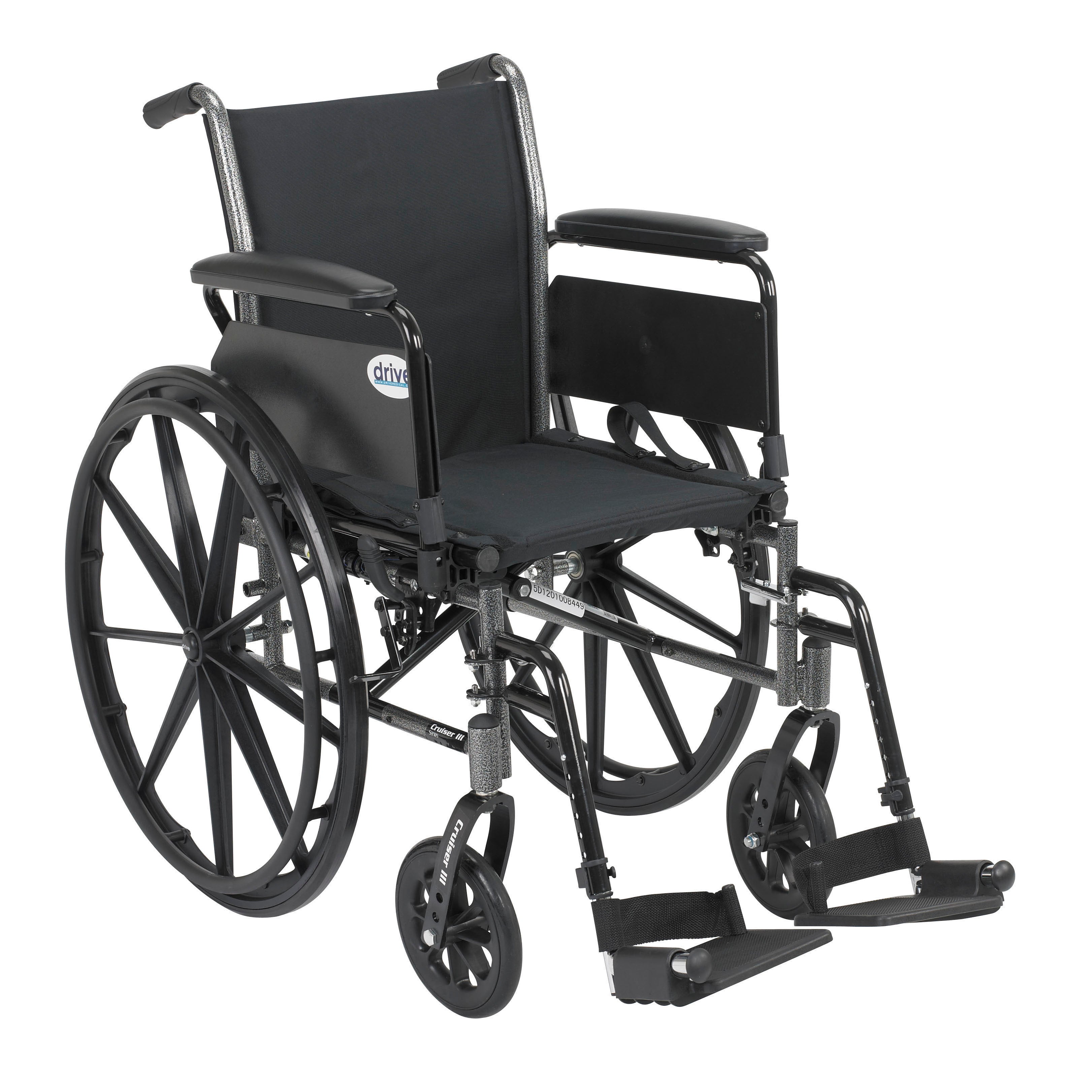 Drive Medical Cruiser III Light Weight Wheelchair with Flip Back Removable Arms