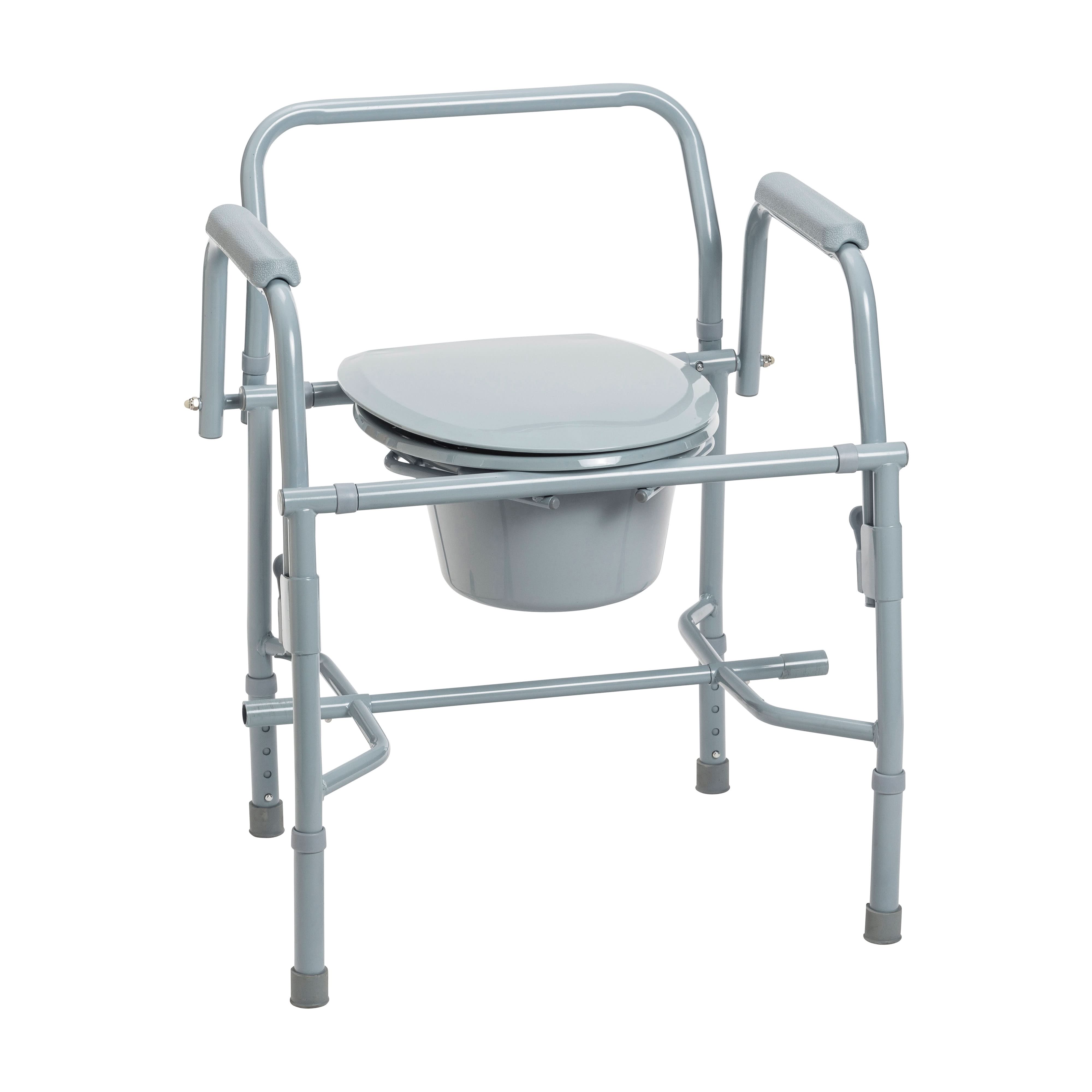 Drive Medical Steel Drop Arm Bedside Commode with Padded Arms