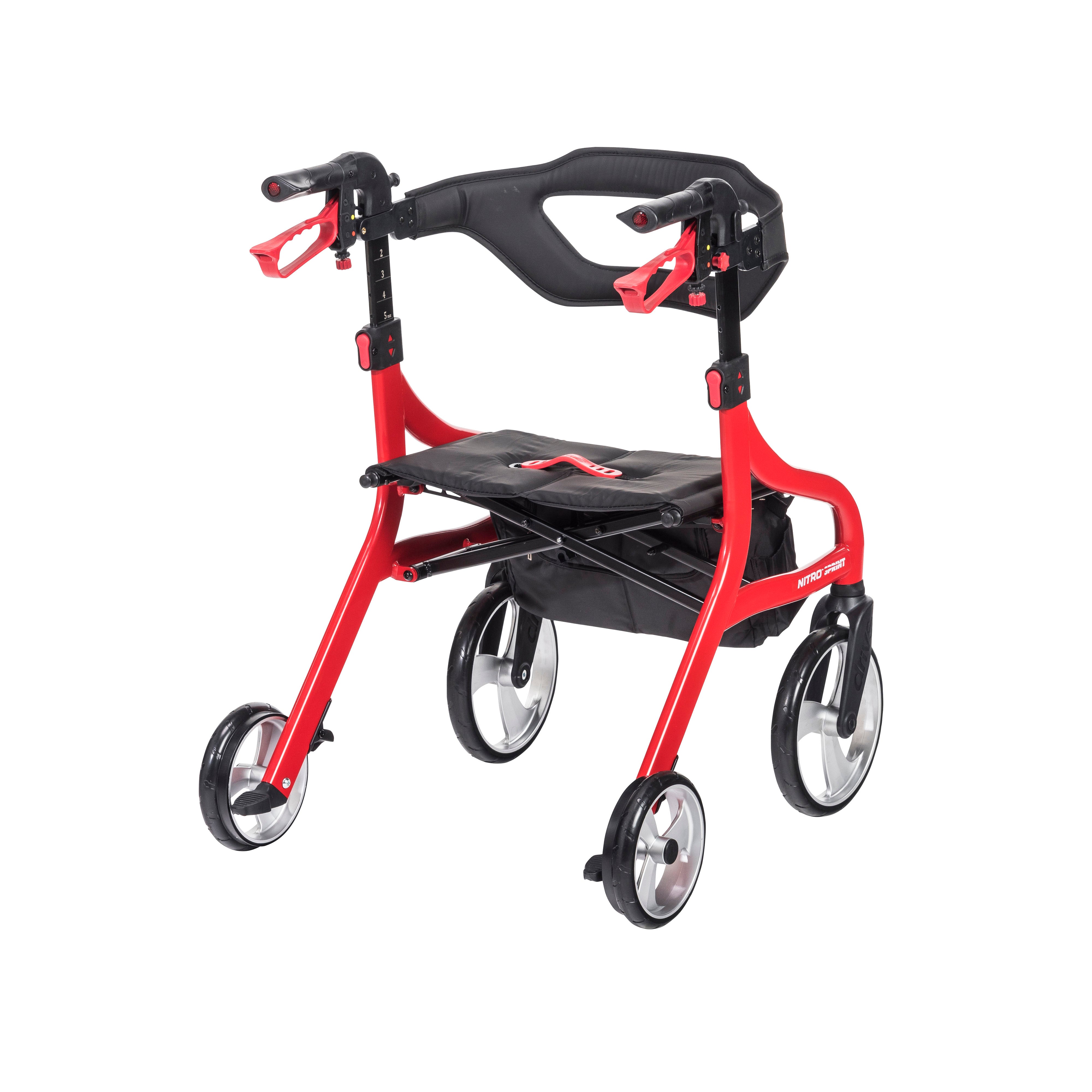 Drive Medical Nitro Sprint Rollator Rolling Walker, Hemi Height