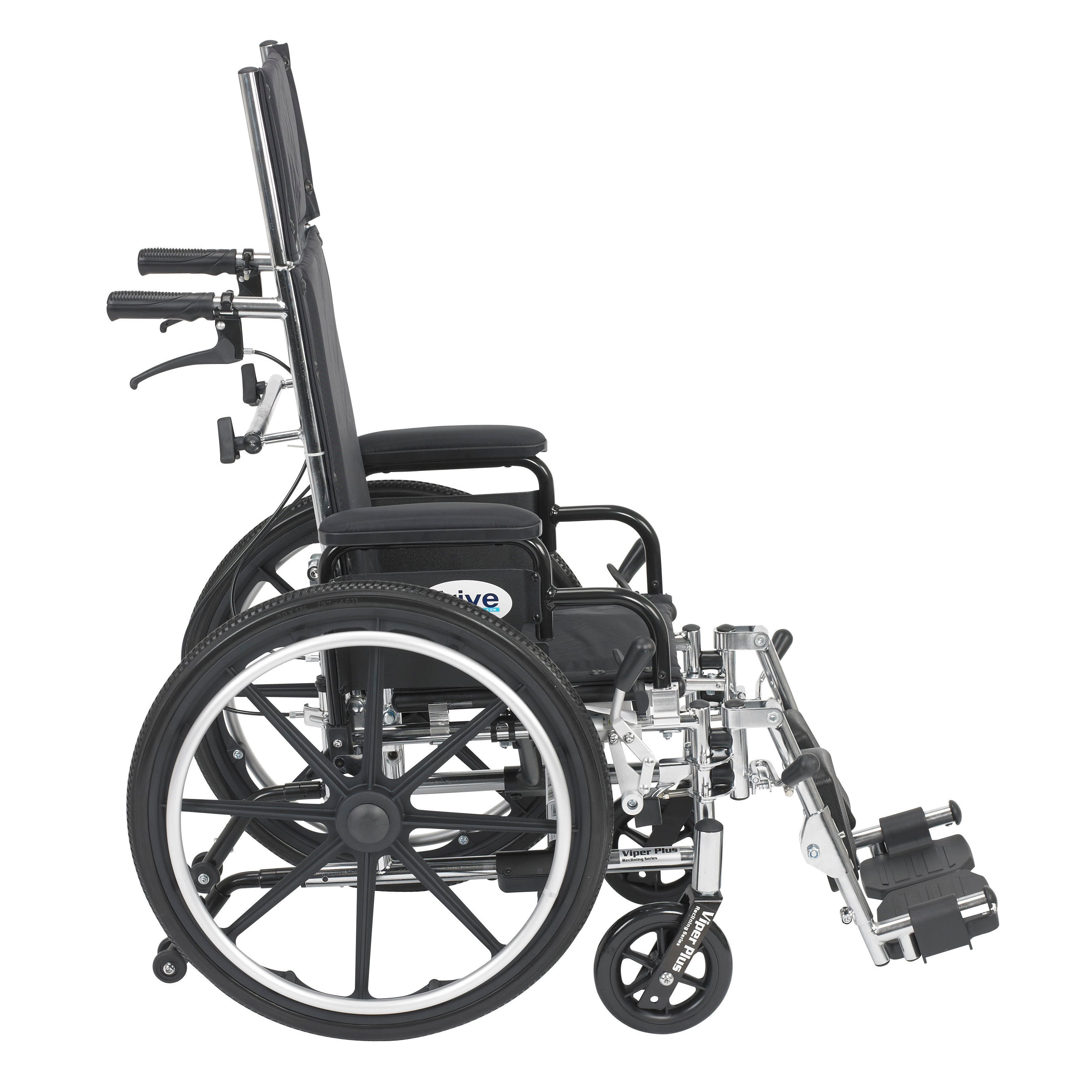 Drive Medical Viper Plus Light Weight Reclining Wheelchair with Elevating Leg rest and Flip Back Detachable Arms