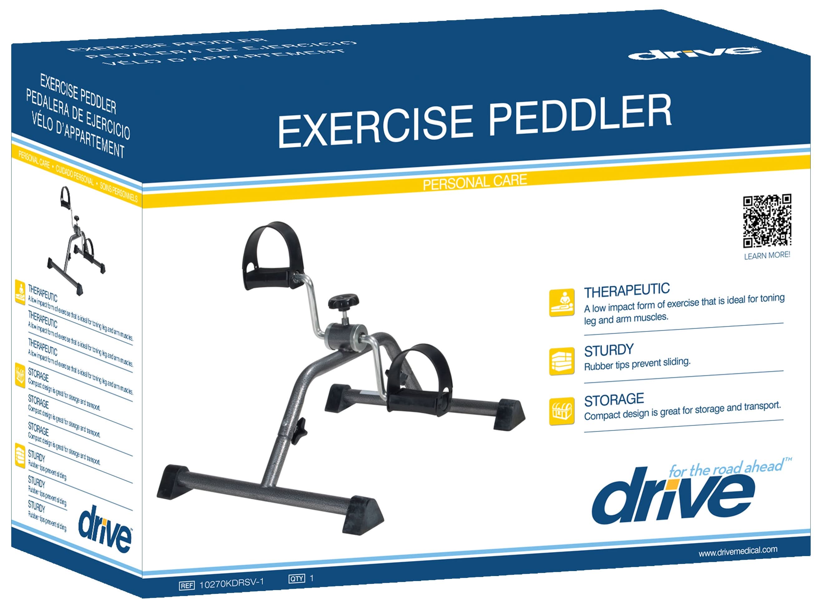 Drive Medical Exercise Peddler with Attractive Silver Vein Finish