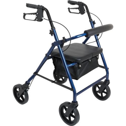 Compass Health ProBasics Deluxe Aluminum Rollator with 8-inch Wheels, Blue