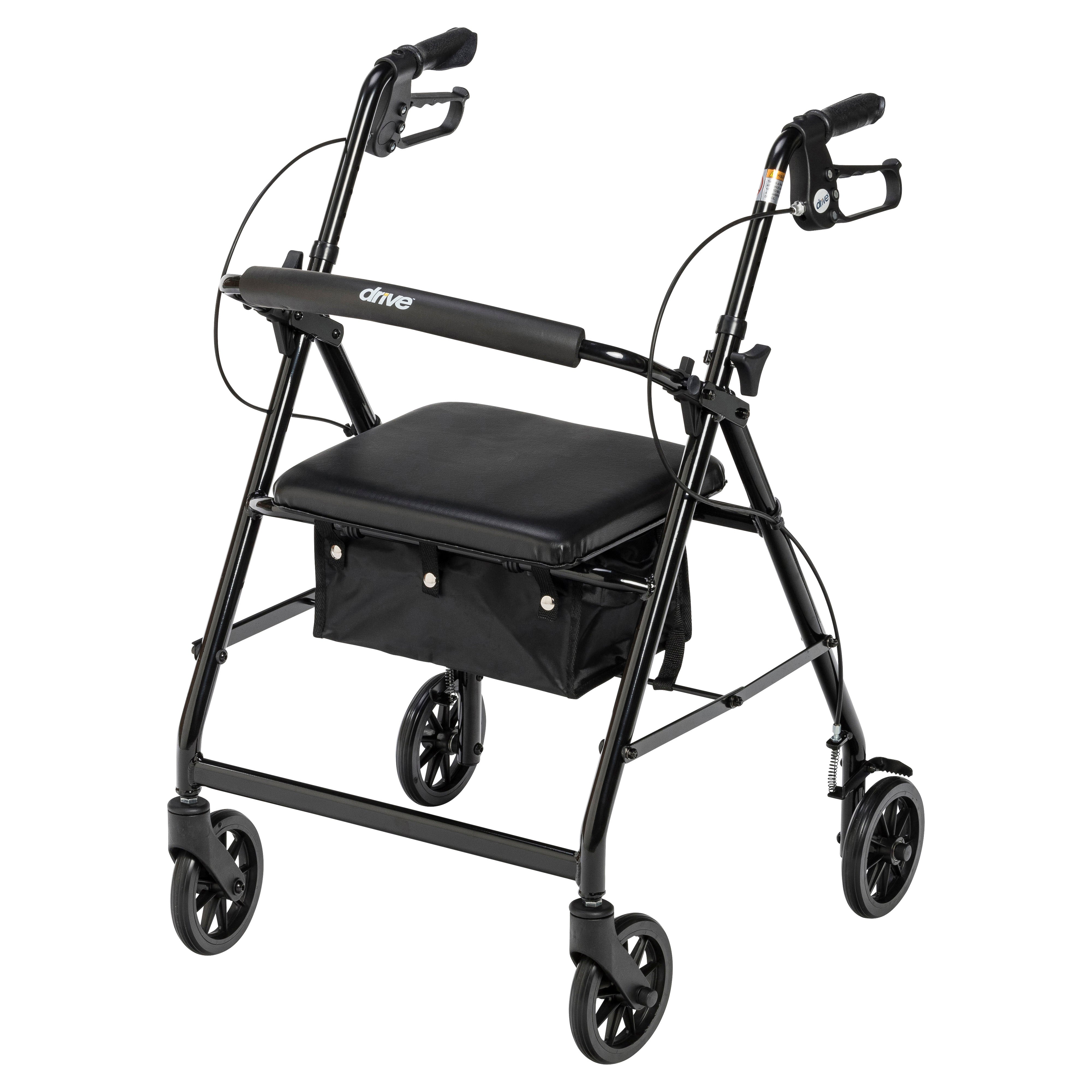 Drive Medical Rollator Rolling Walker with 6" Wheels, Fold Up Removable Back Support and Padded Seat