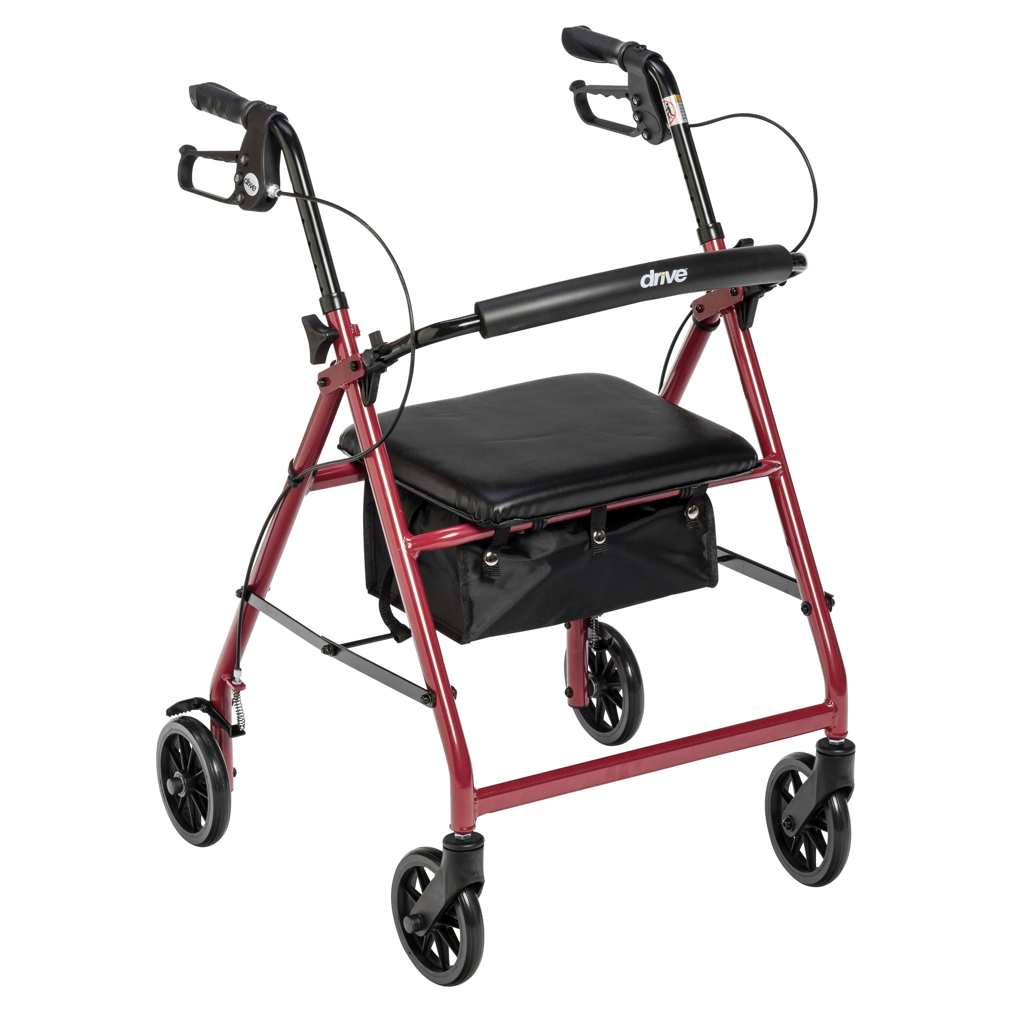 Drive Medical Rollator Rolling Walker with 6" Wheels, Fold Up Removable Back Support and Padded Seat