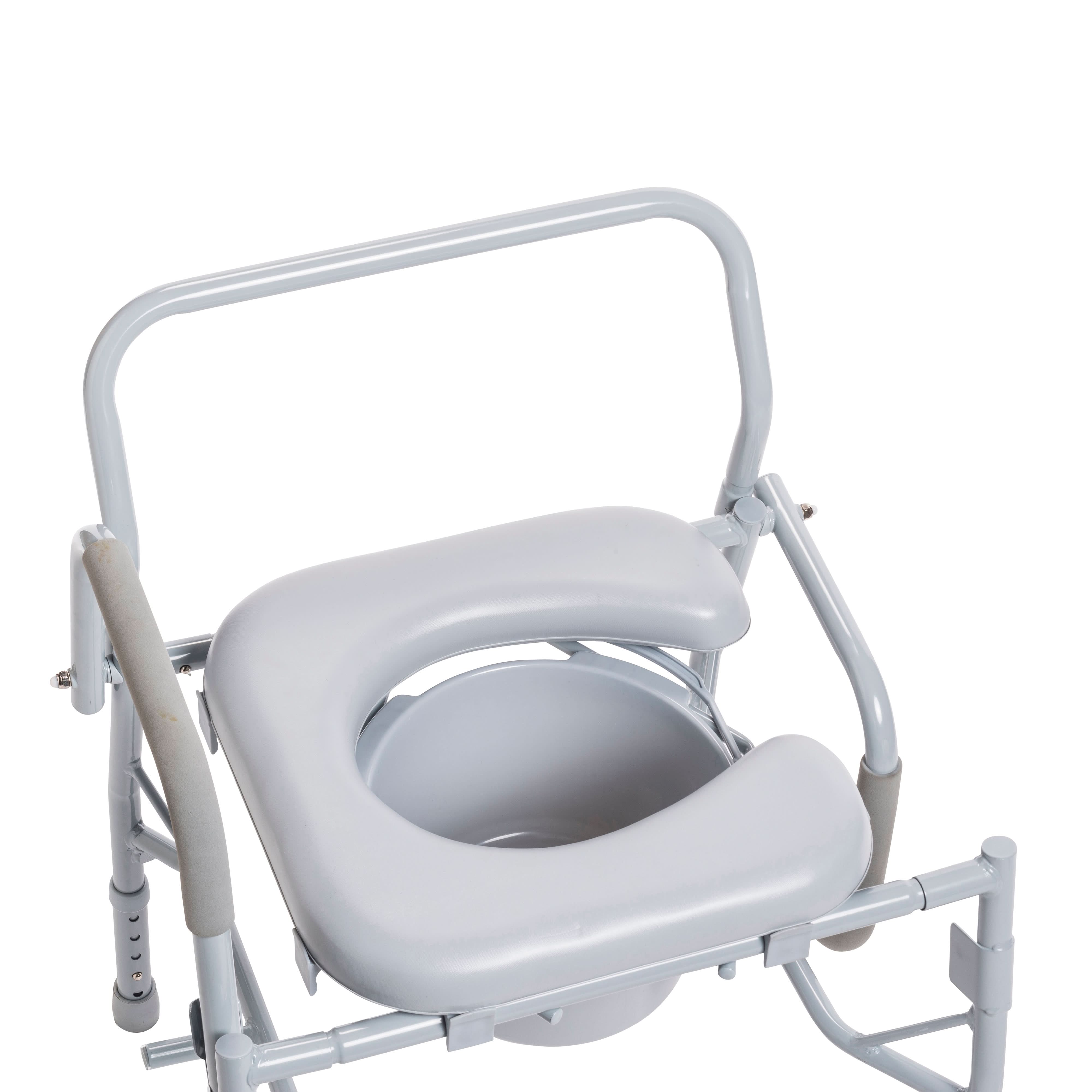 Drive Medical Steel Drop Arm Bedside Commode with Padded Seat & Arms