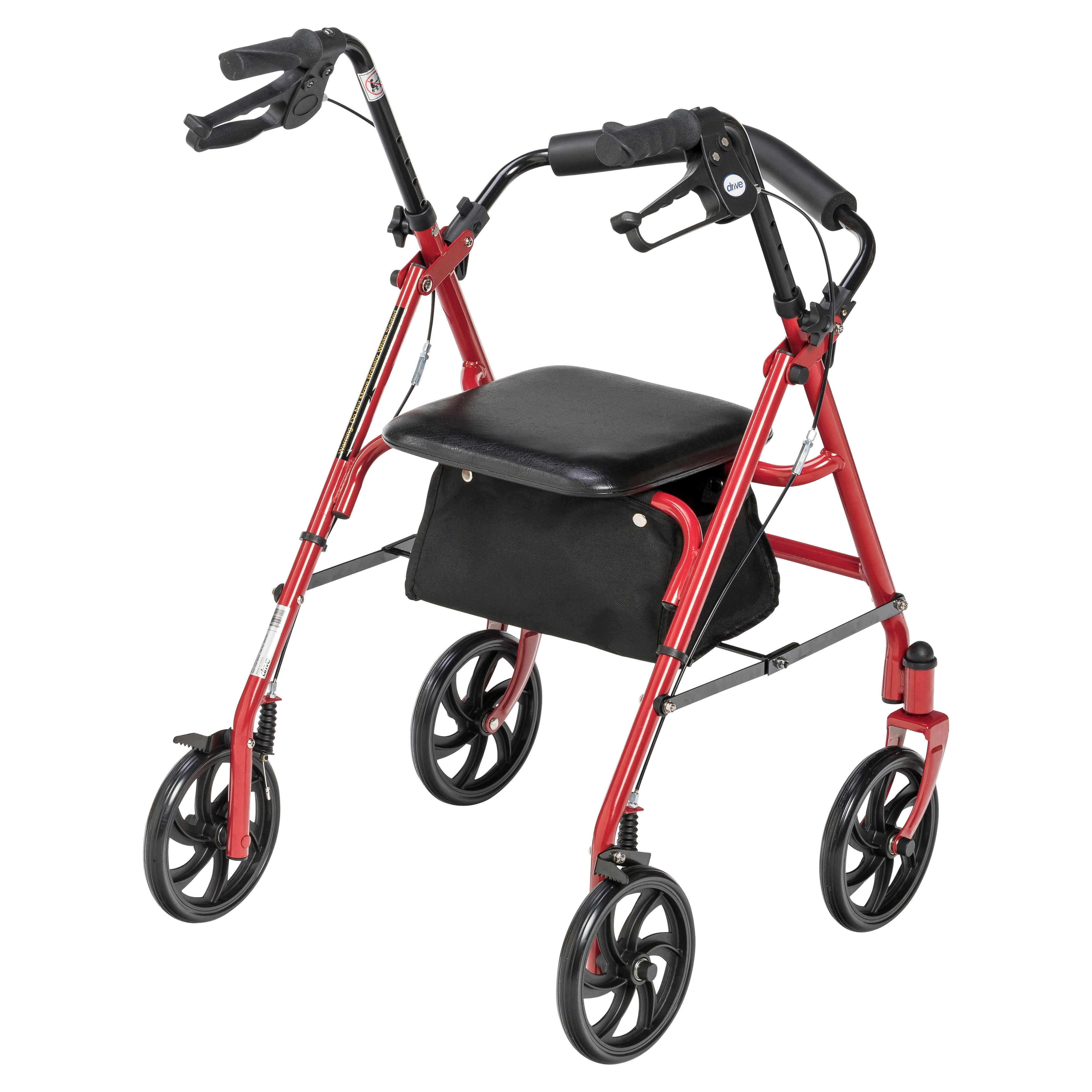 Drive Medical Four Wheel Rollator Rolling Walker with Fold Up Removable Back Support