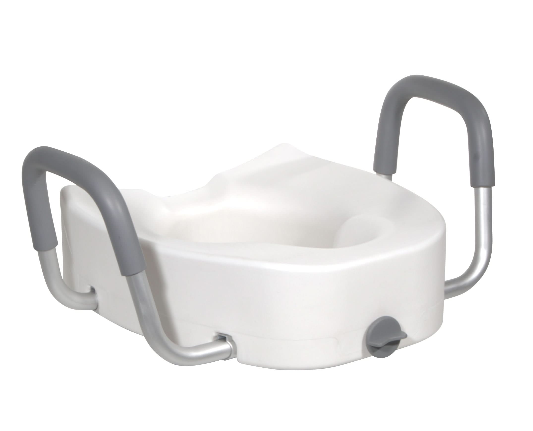 Drive Medical Premium Plastic Raised Toilet Seat with Lock and Padded Armrests, Elongated