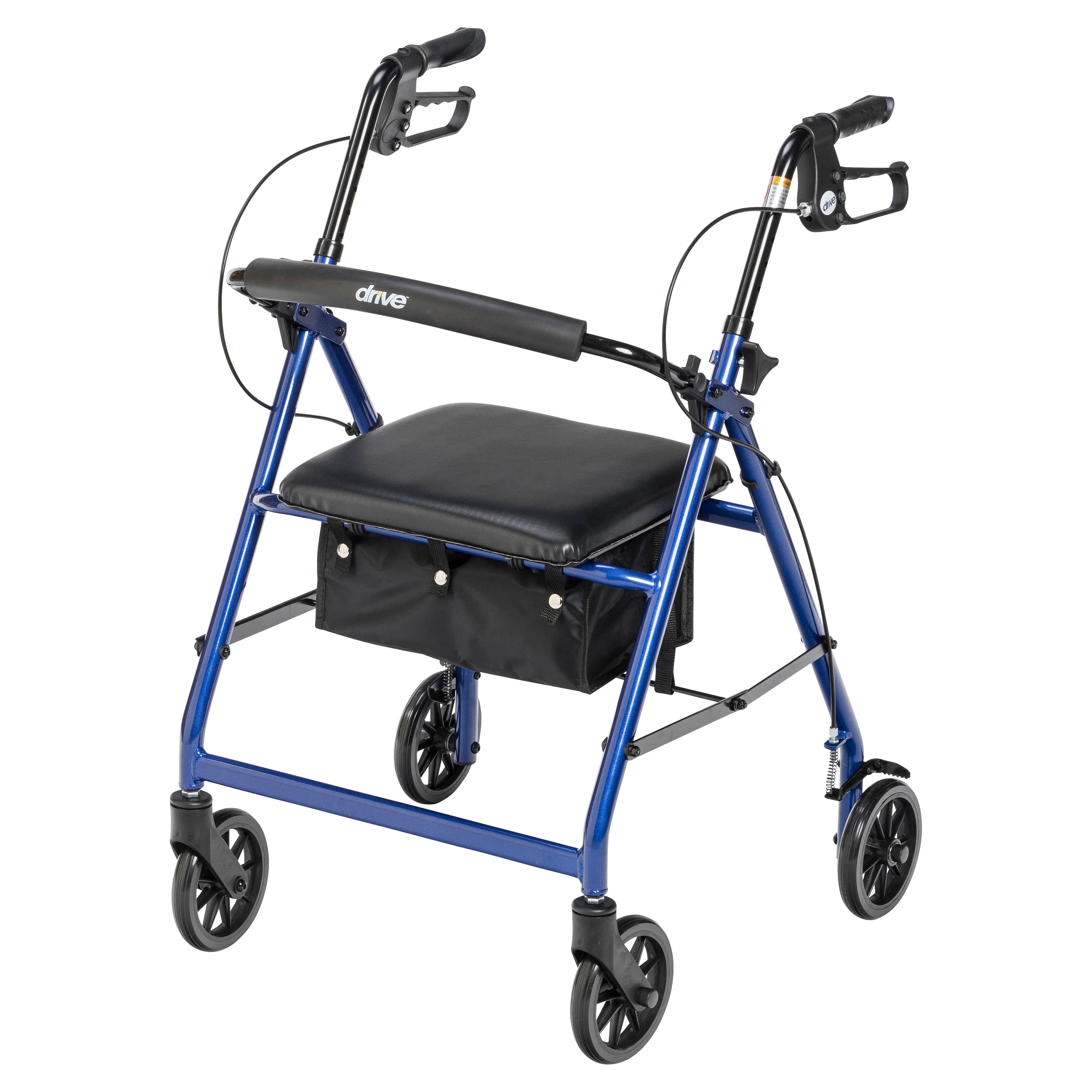 Drive Medical Rollator Rolling Walker with 6" Wheels, Fold Up Removable Back Support and Padded Seat