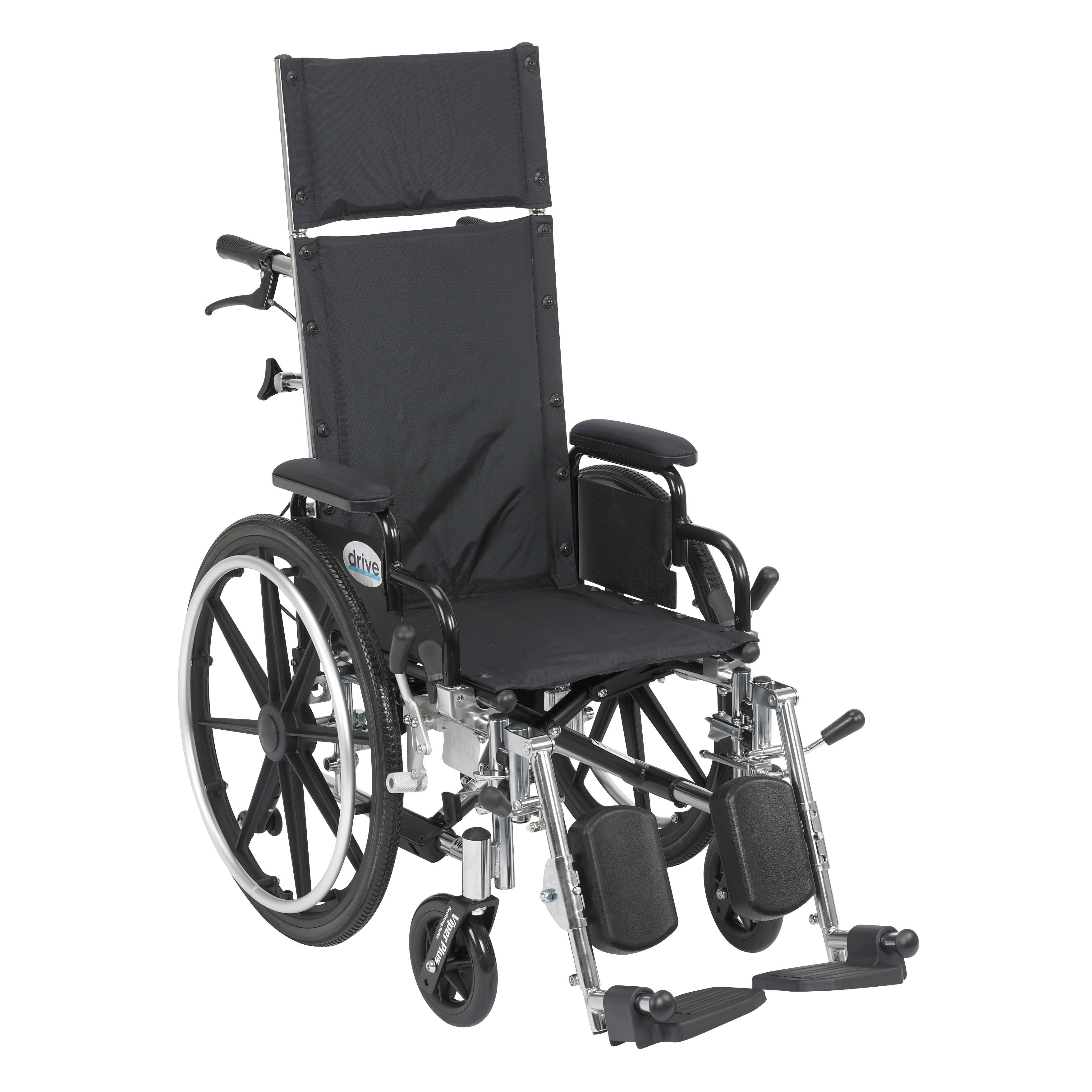 Drive Medical Viper Plus Light Weight Reclining Wheelchair with Elevating Leg rest and Flip Back Detachable Arms