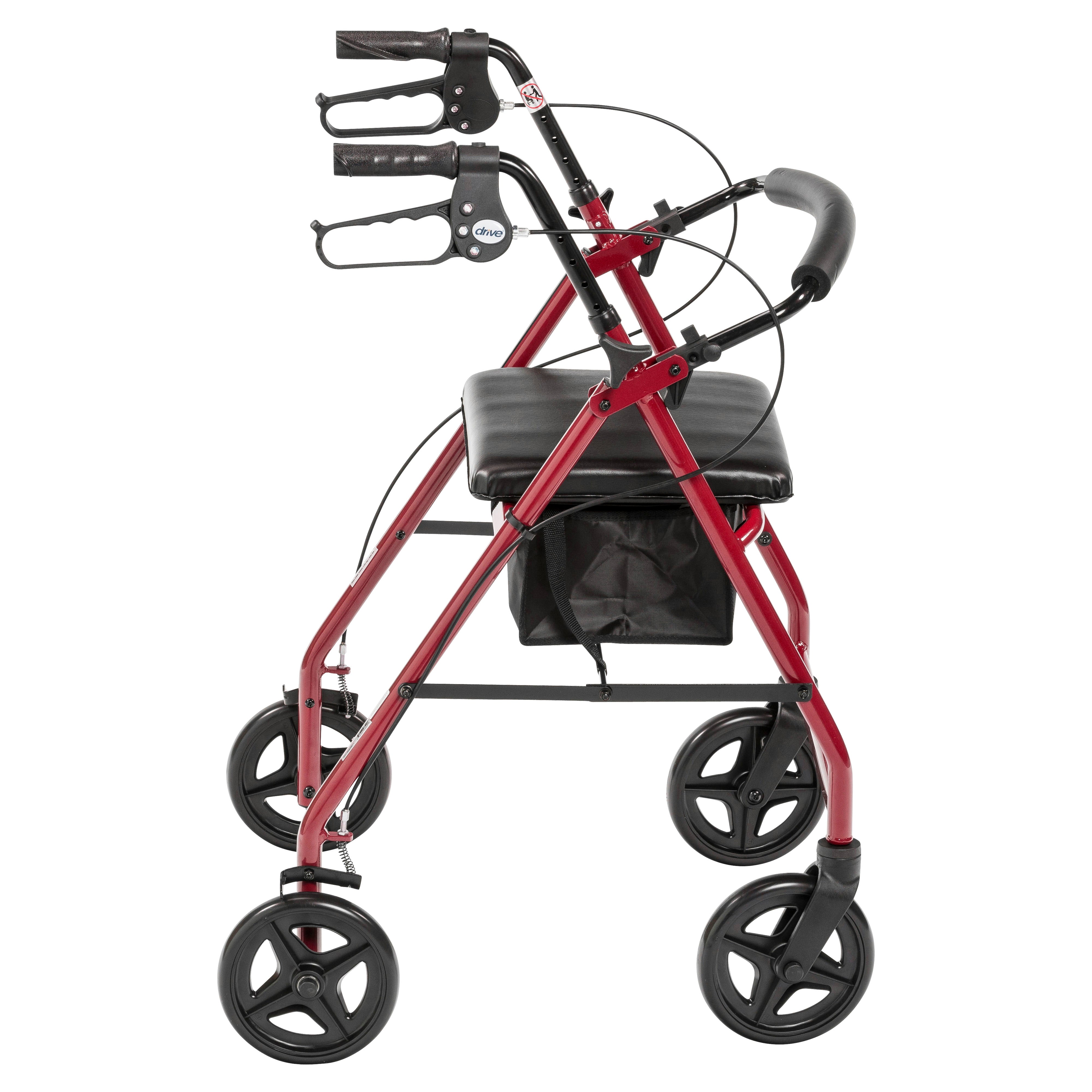 Drive Medical Aluminum Rollator Rolling Walker with Fold Up and Removable Back Support and Padded Seat