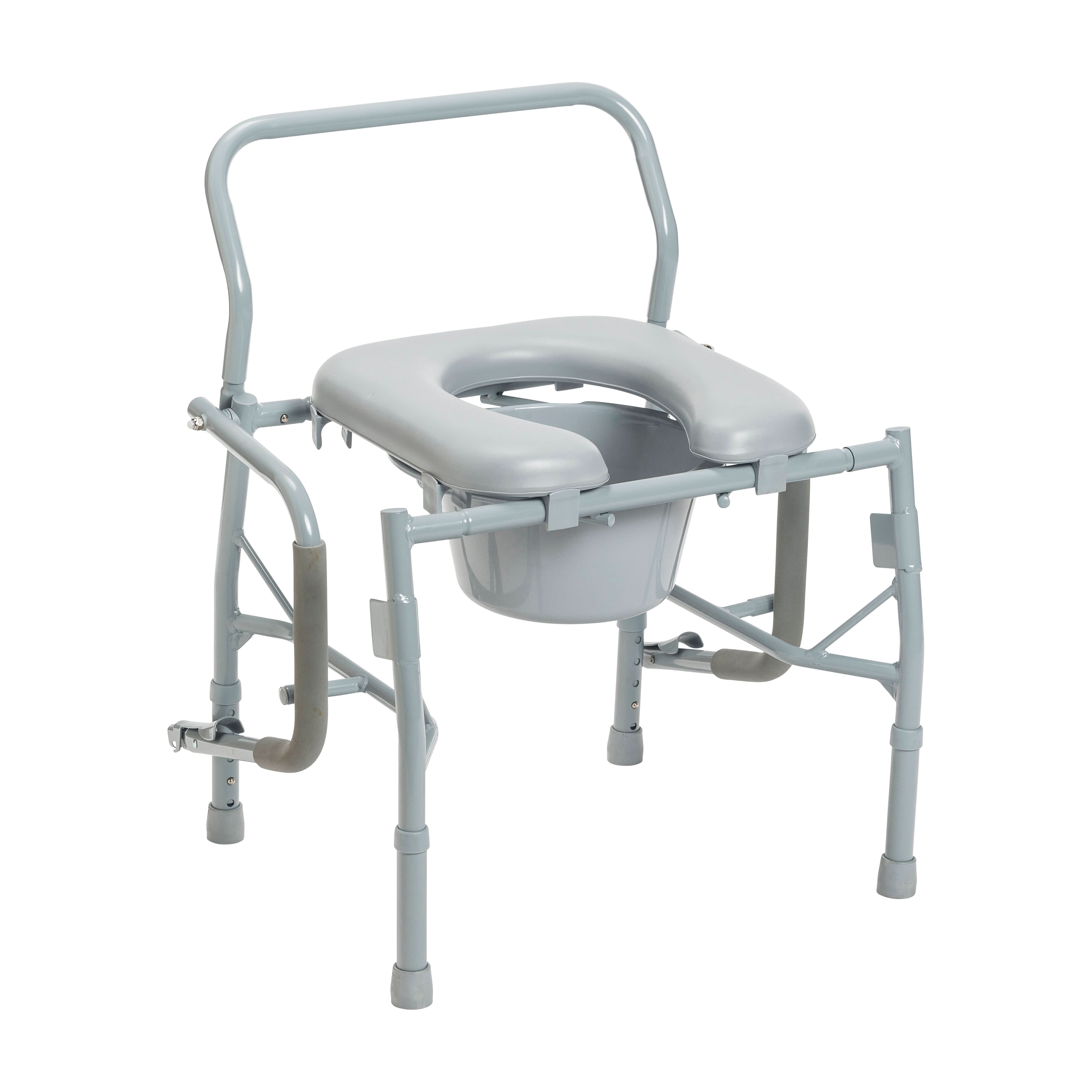 Drive Medical Steel Drop Arm Bedside Commode with Padded Seat & Arms