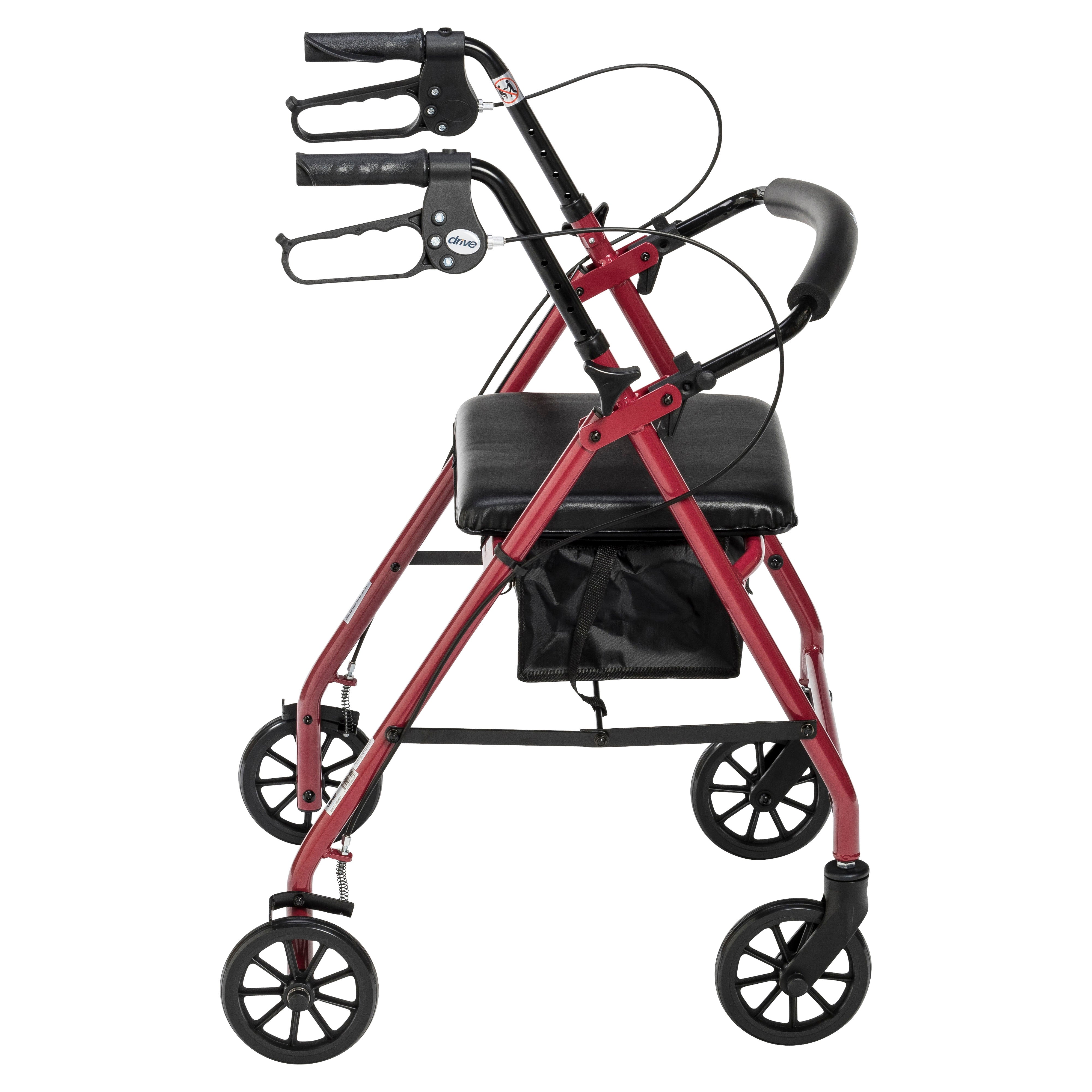 Drive Medical Rollator Rolling Walker with 6" Wheels, Fold Up Removable Back Support and Padded Seat
