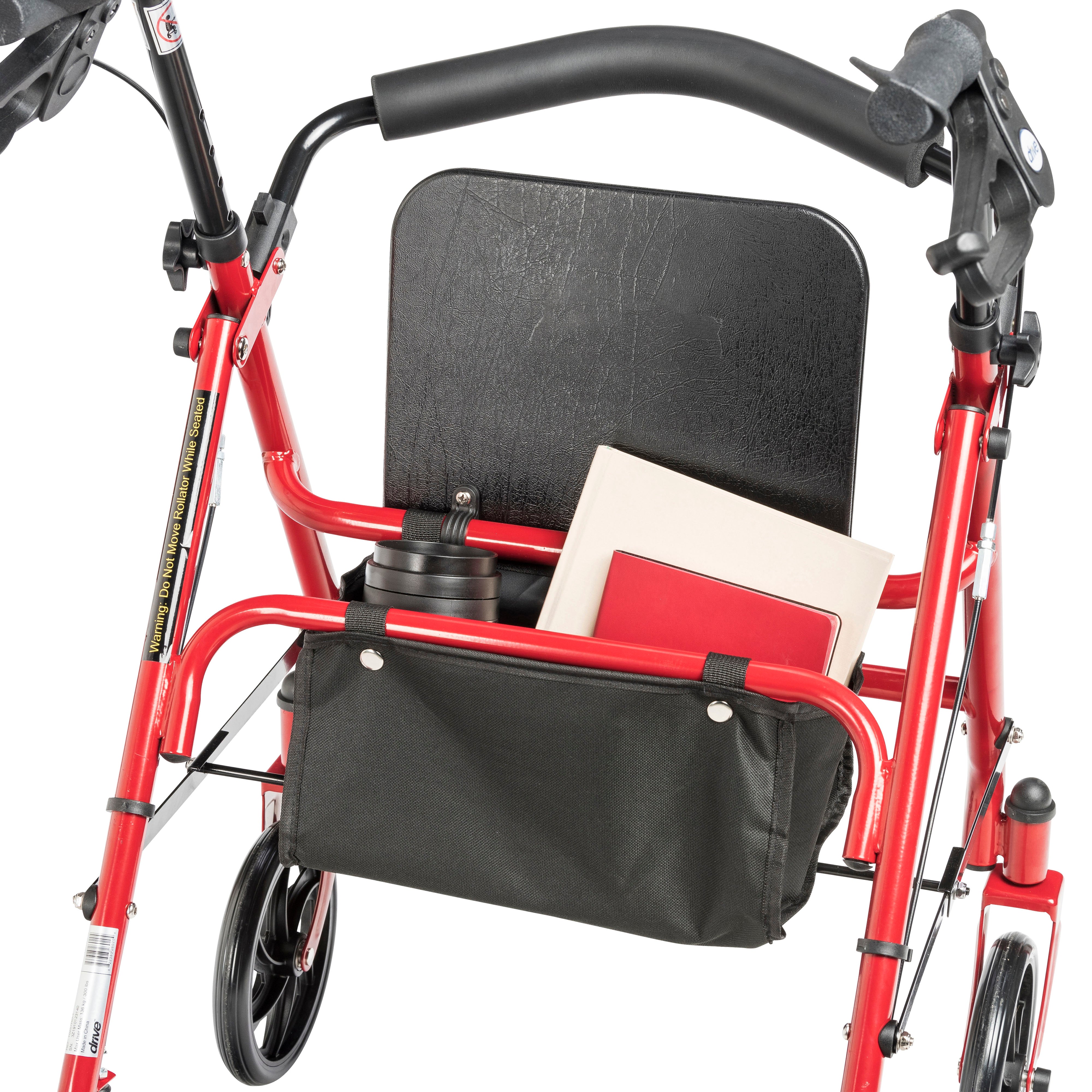 Drive Medical Four Wheel Rollator Rolling Walker with Fold Up Removable Back Support