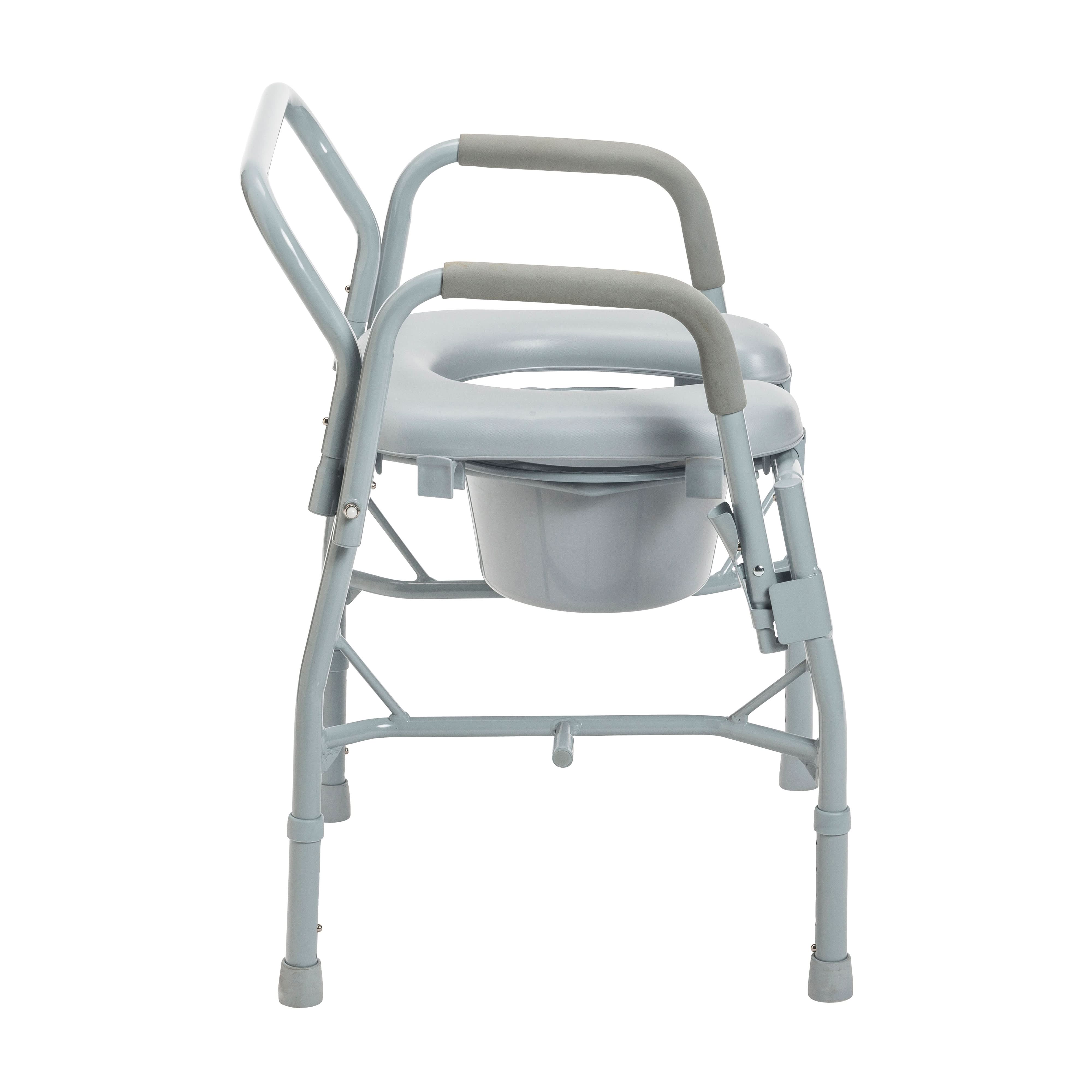 Drive Medical Steel Drop Arm Bedside Commode with Padded Seat & Arms