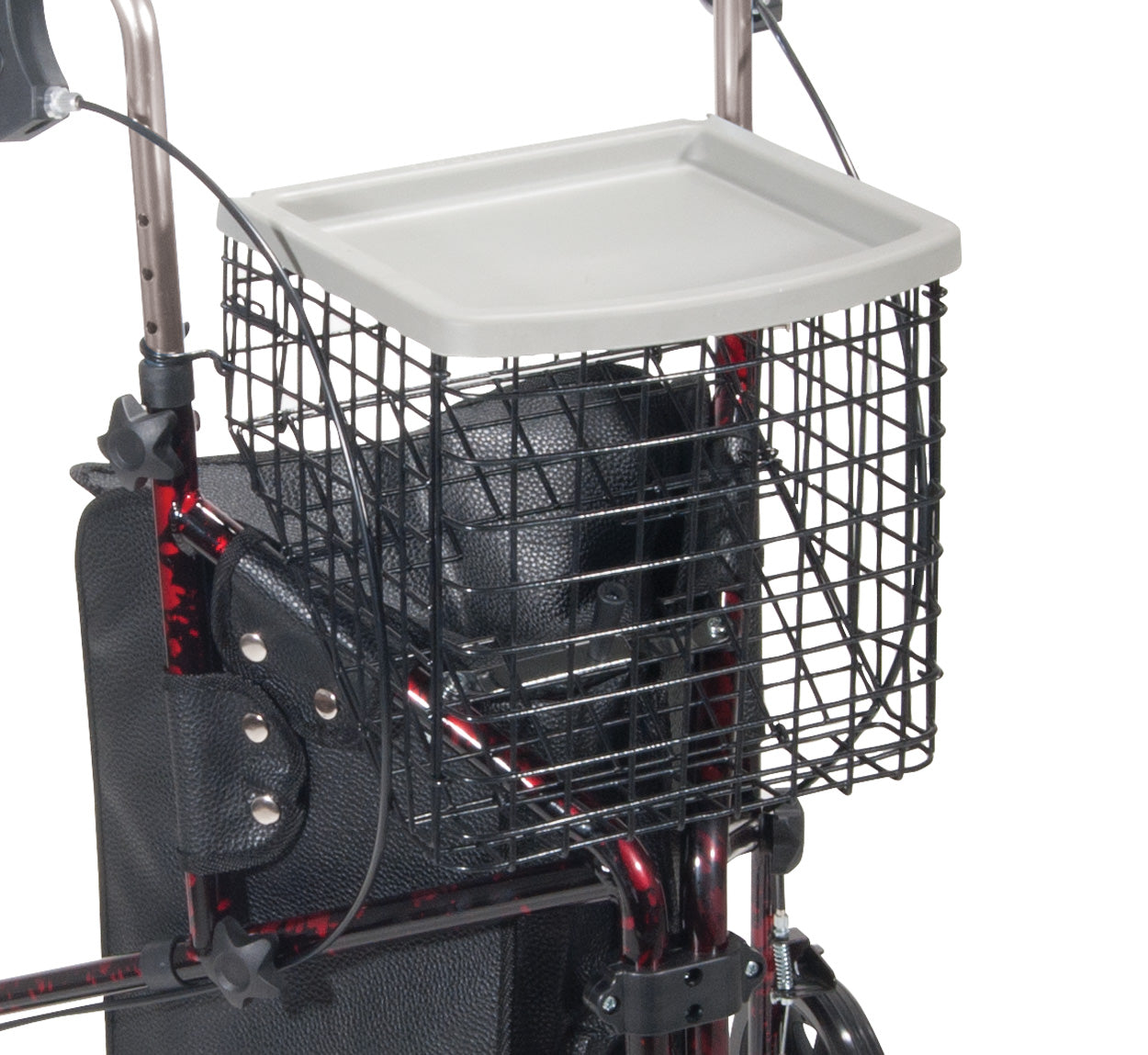 Drive Medical 3 Wheel Rollator Rolling Walker with Basket Tray and Pouch