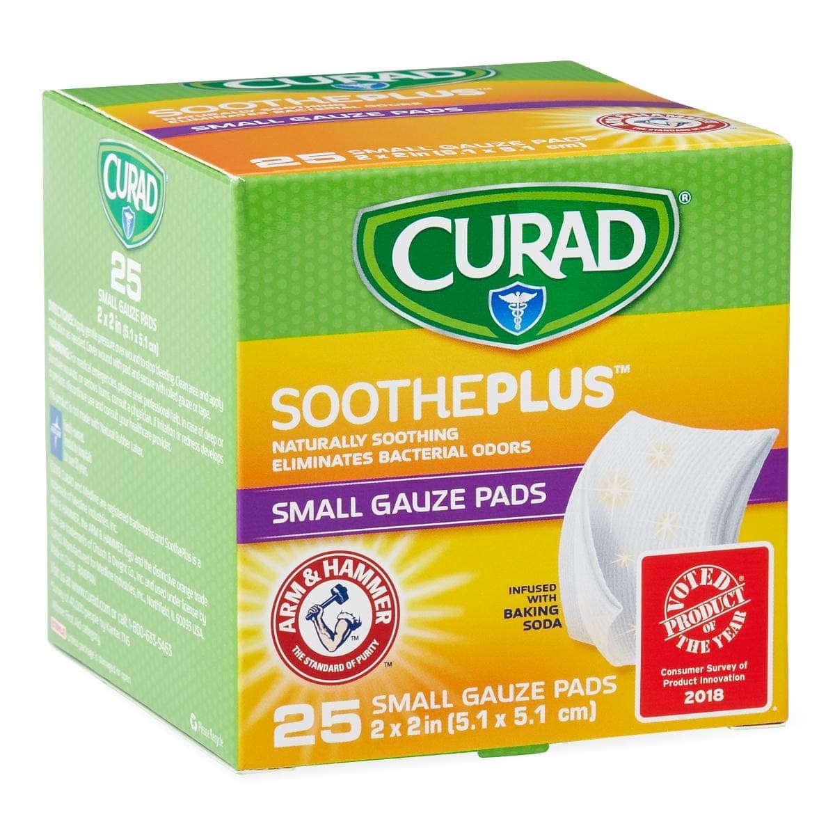 Medline Medline CURAD SoothePlus Gauze Pads with Arm and Hammer Baking Soda CUR202225AH