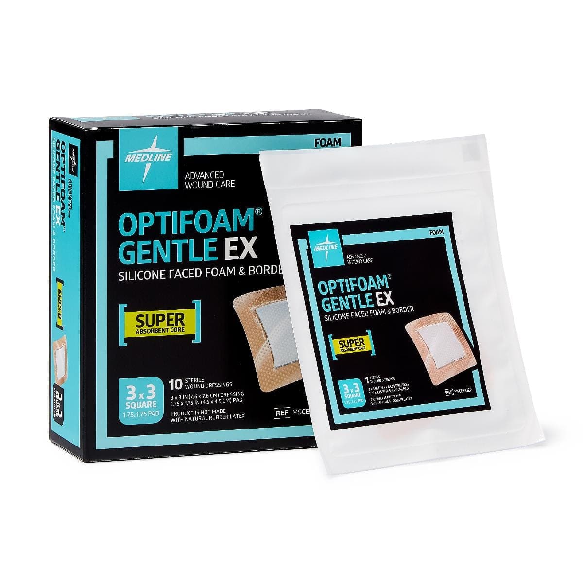 Medline Medline Optifoam Gentle EX Silicone-Faced Foam Dressings MSCEX33EP