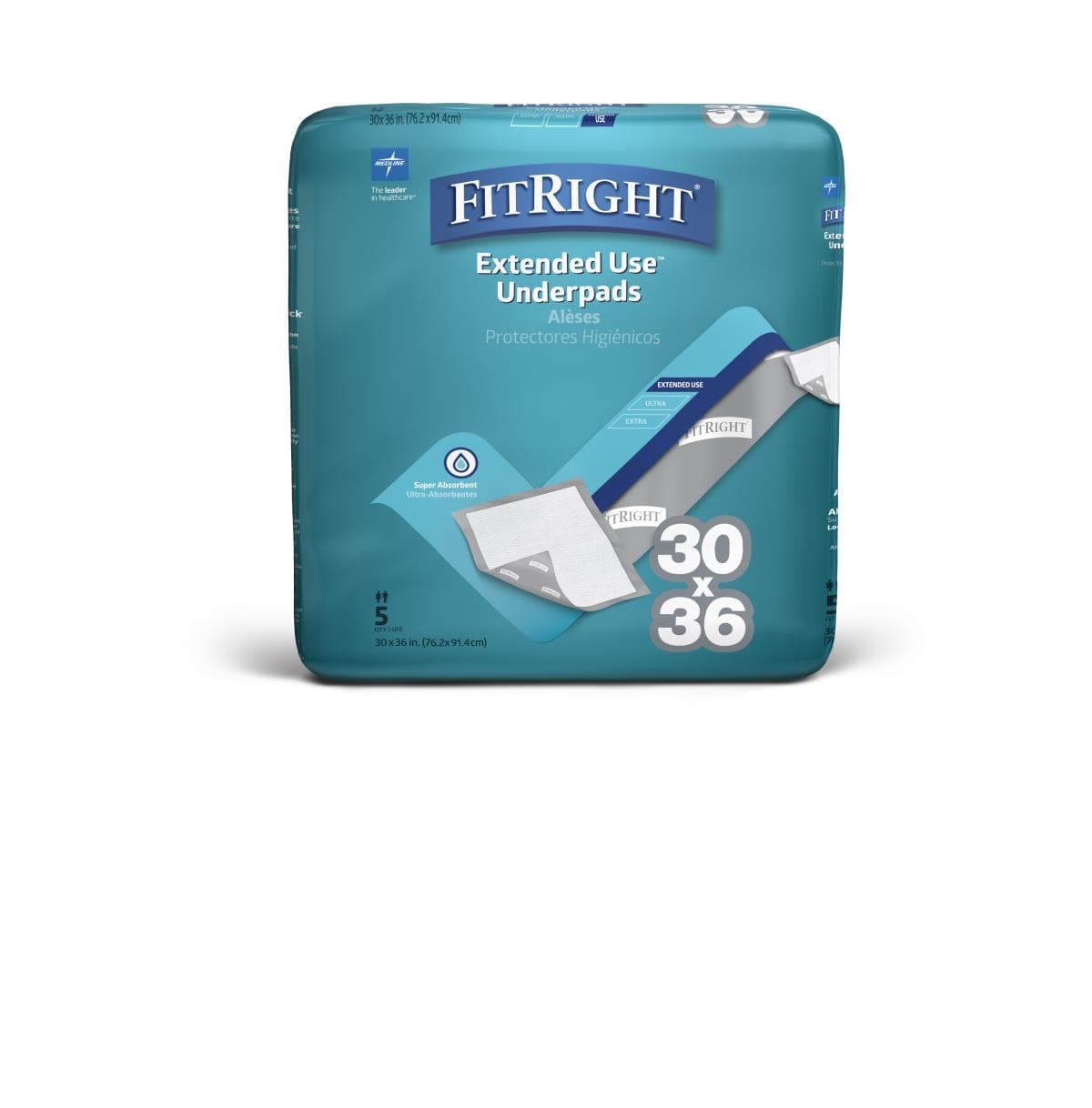 Medline Medline FitRight Extended-Use Premium Underpads FPU3036