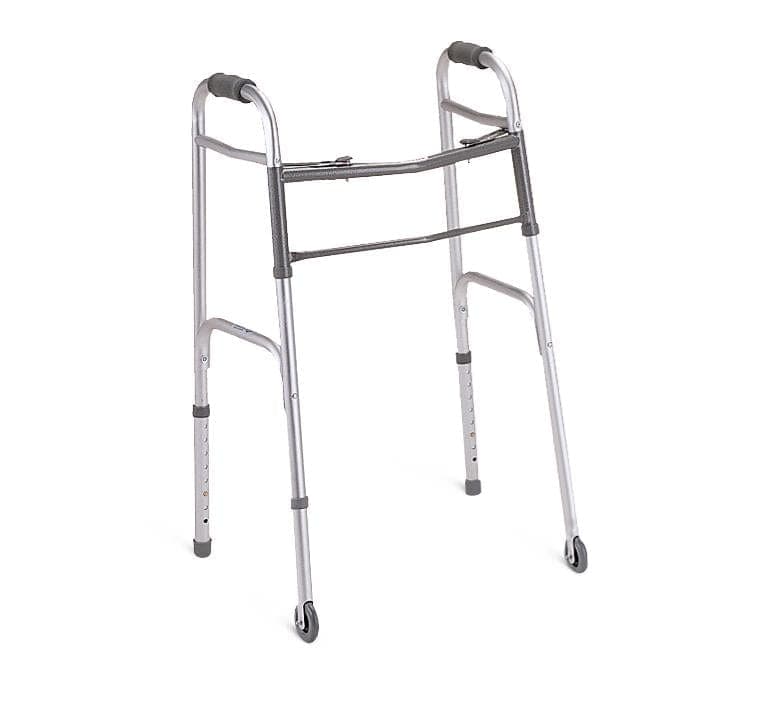 Medline Medline Two-Button Folding Walkers with 3" Wheels MDS86410W4
