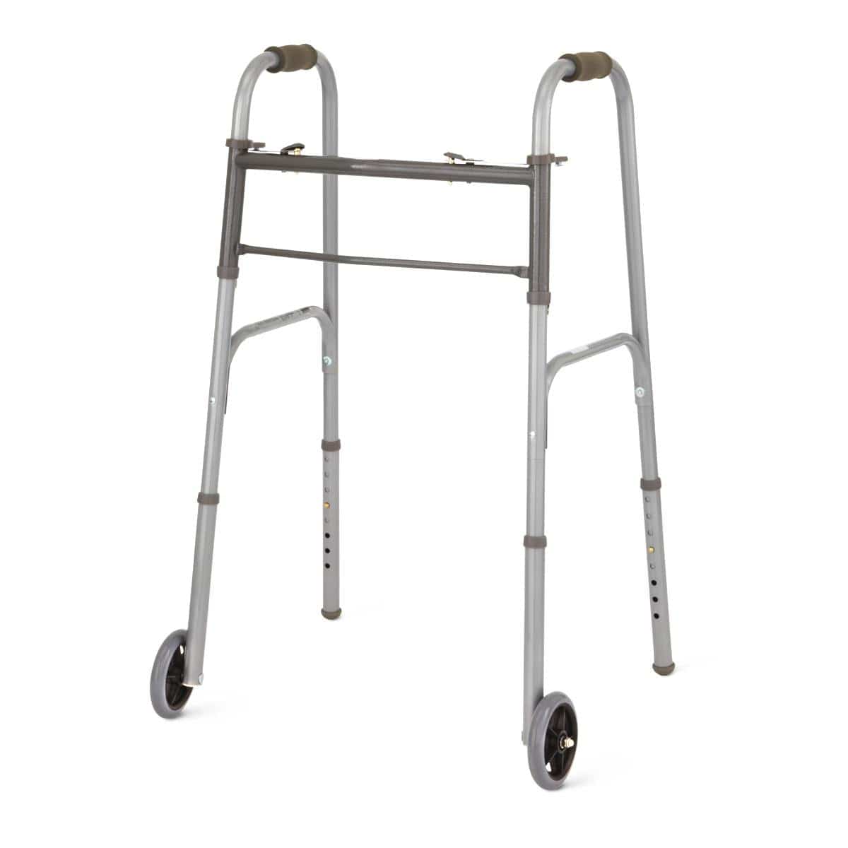 Medline Medline Two-Button Folding Walkers with 5" Wheels MDS86410W54BH