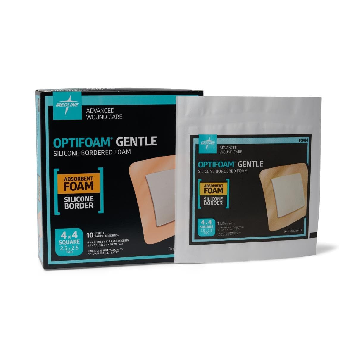 Medline Medline Optifoam Gentle Foam Dressings with Silicone Adhesive Border MSC2044EPZ