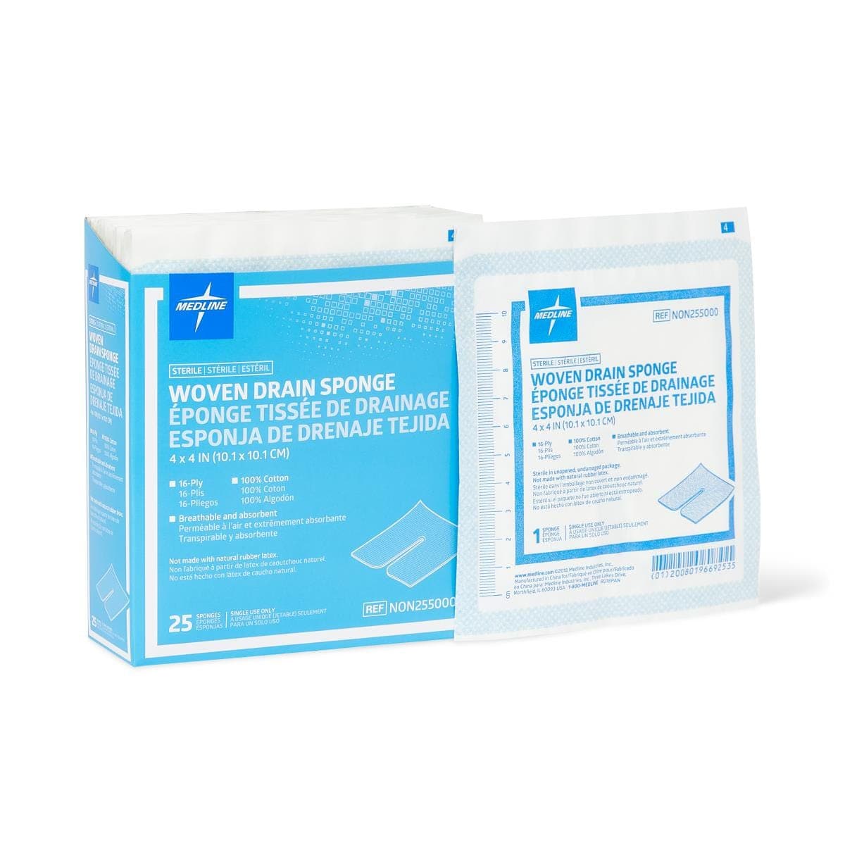 Medline Medline Sterile 100% Cotton Drain Sponge NON255000Z