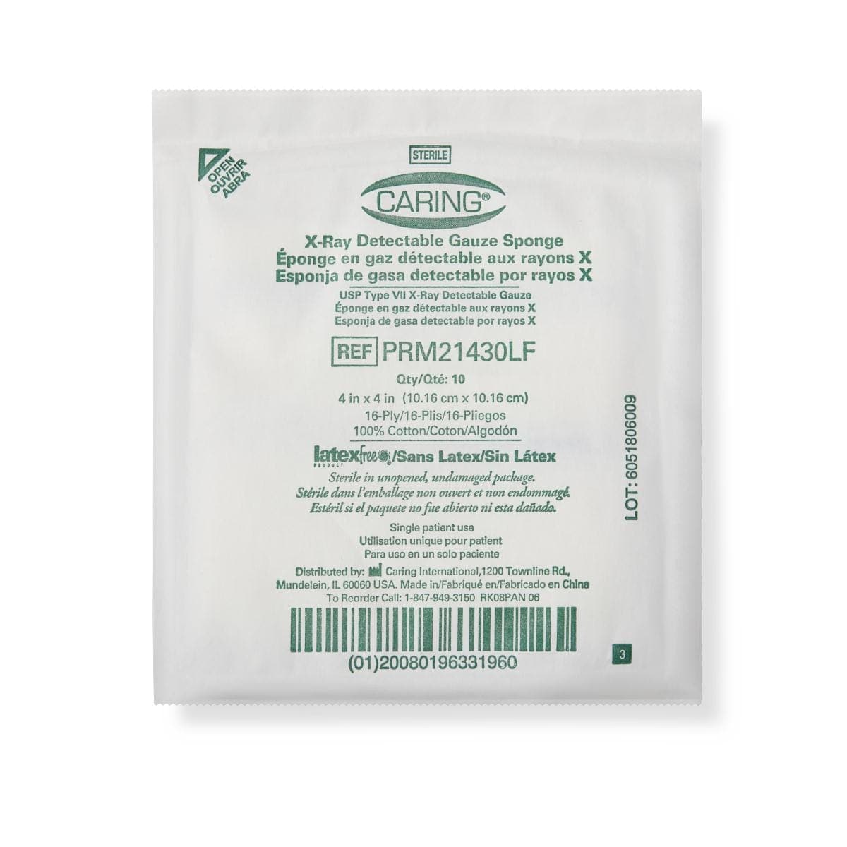 Medline Medline Sterile 100% Cotton X-ray Detectable Gauze Sponges PRM21430LF