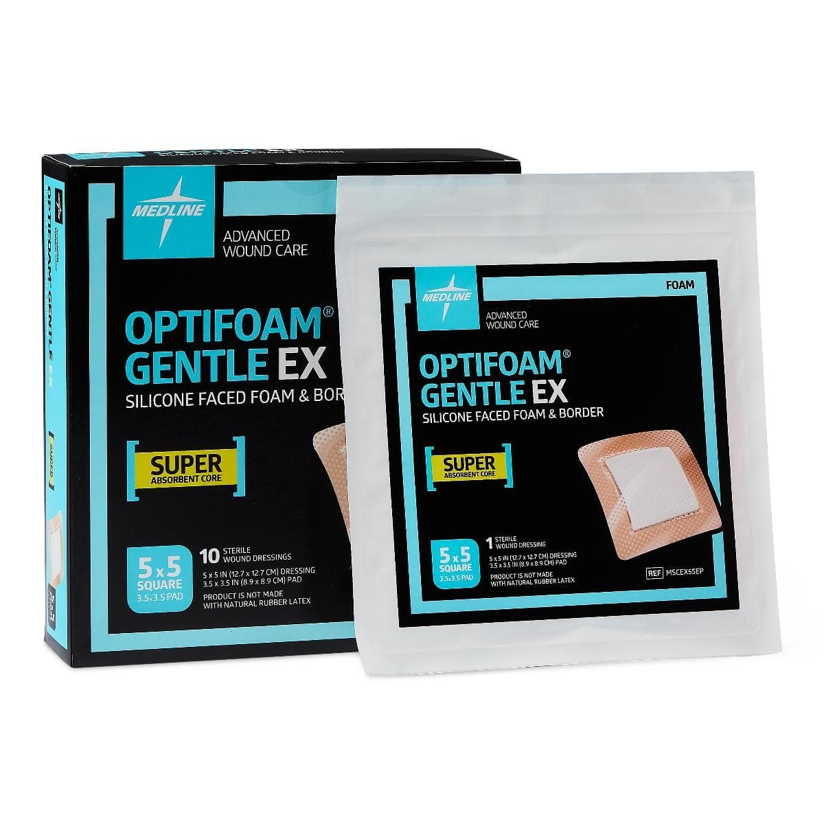 Medline Medline Optifoam Gentle EX Silicone-Faced Foam Dressings MSCEX55EP